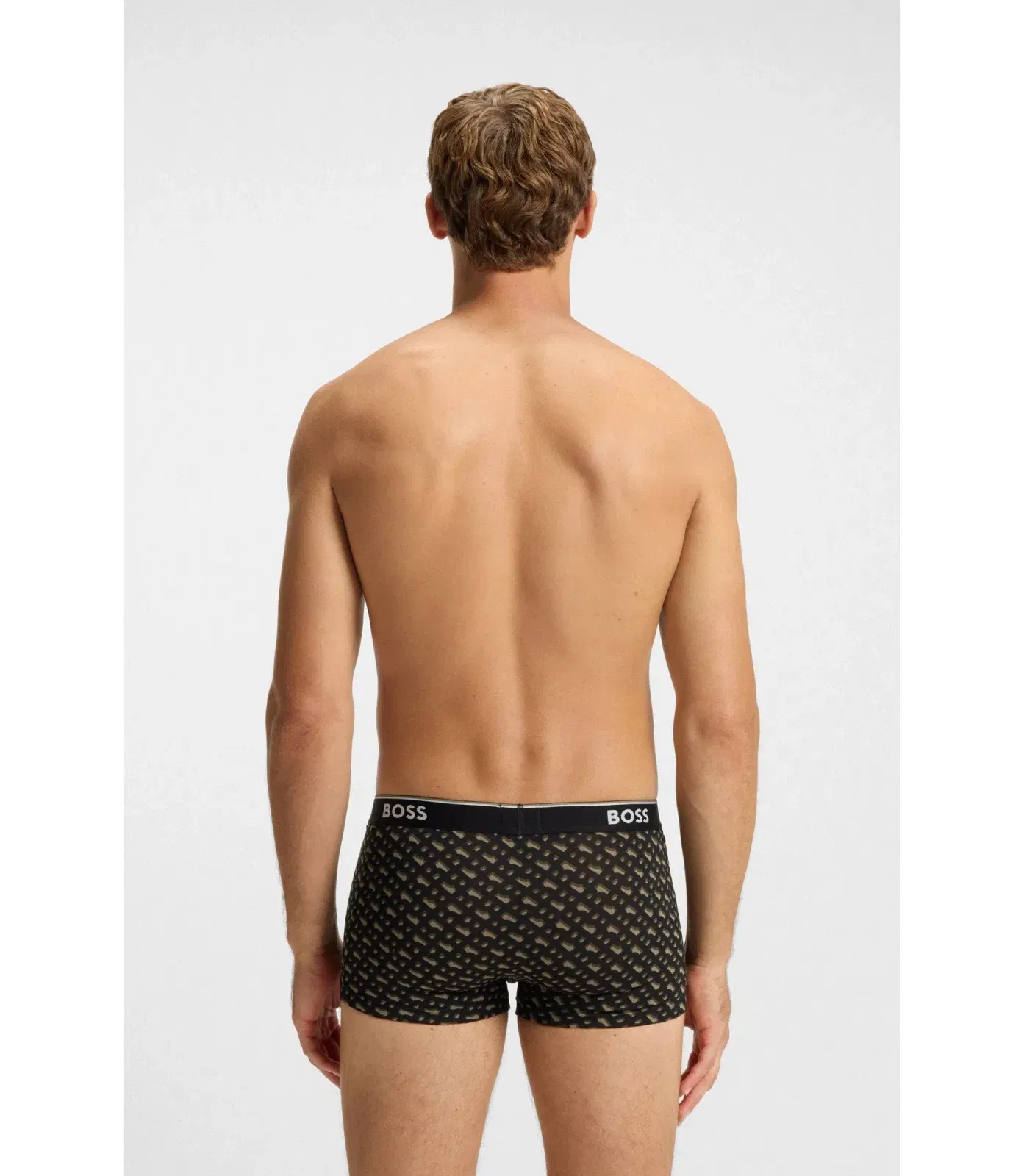 Boss Three Pack Of Trunks With Logo Waistbands Light Brown