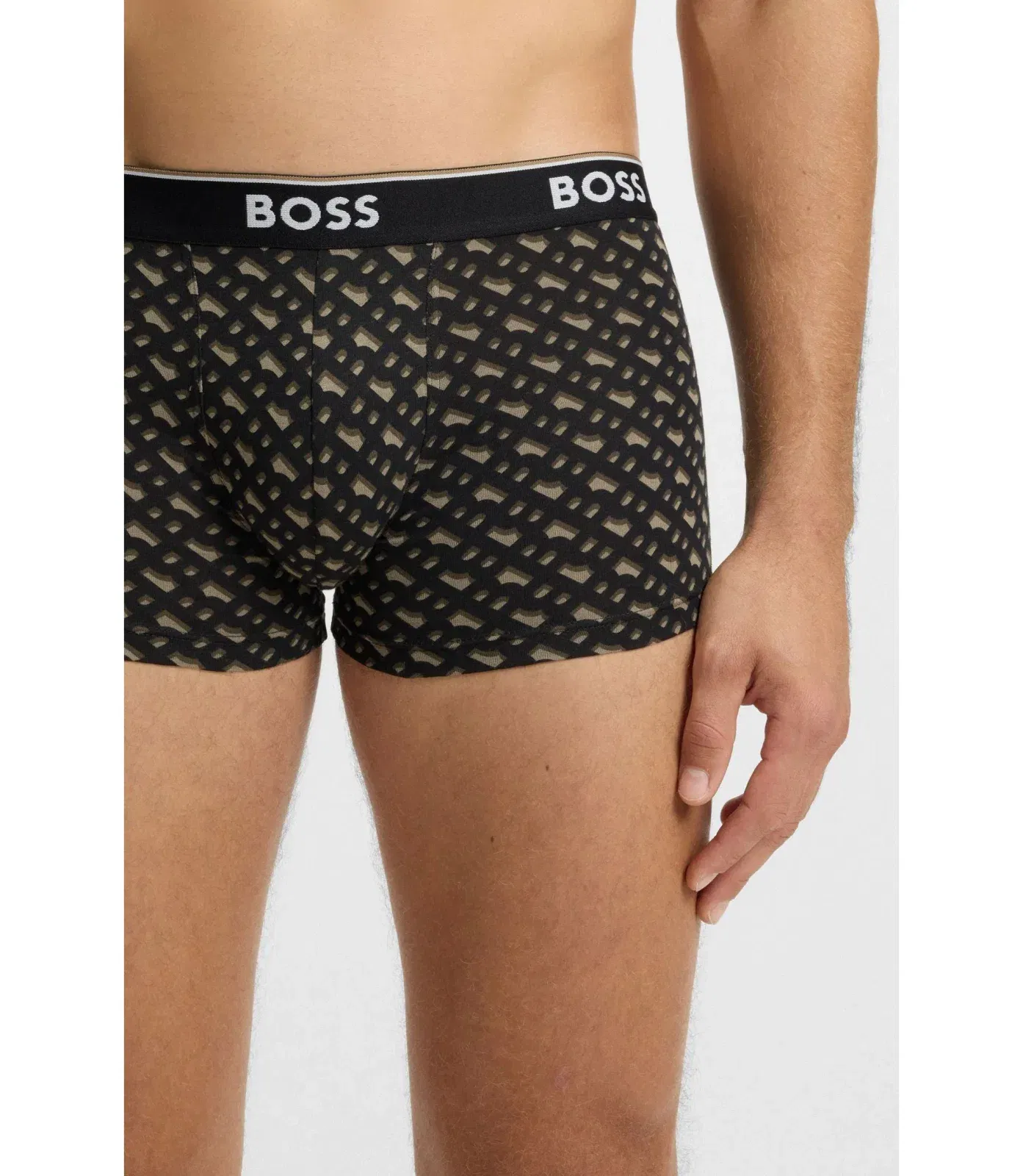 Boss Three Pack Of Trunks With Logo Waistbands Light Brown