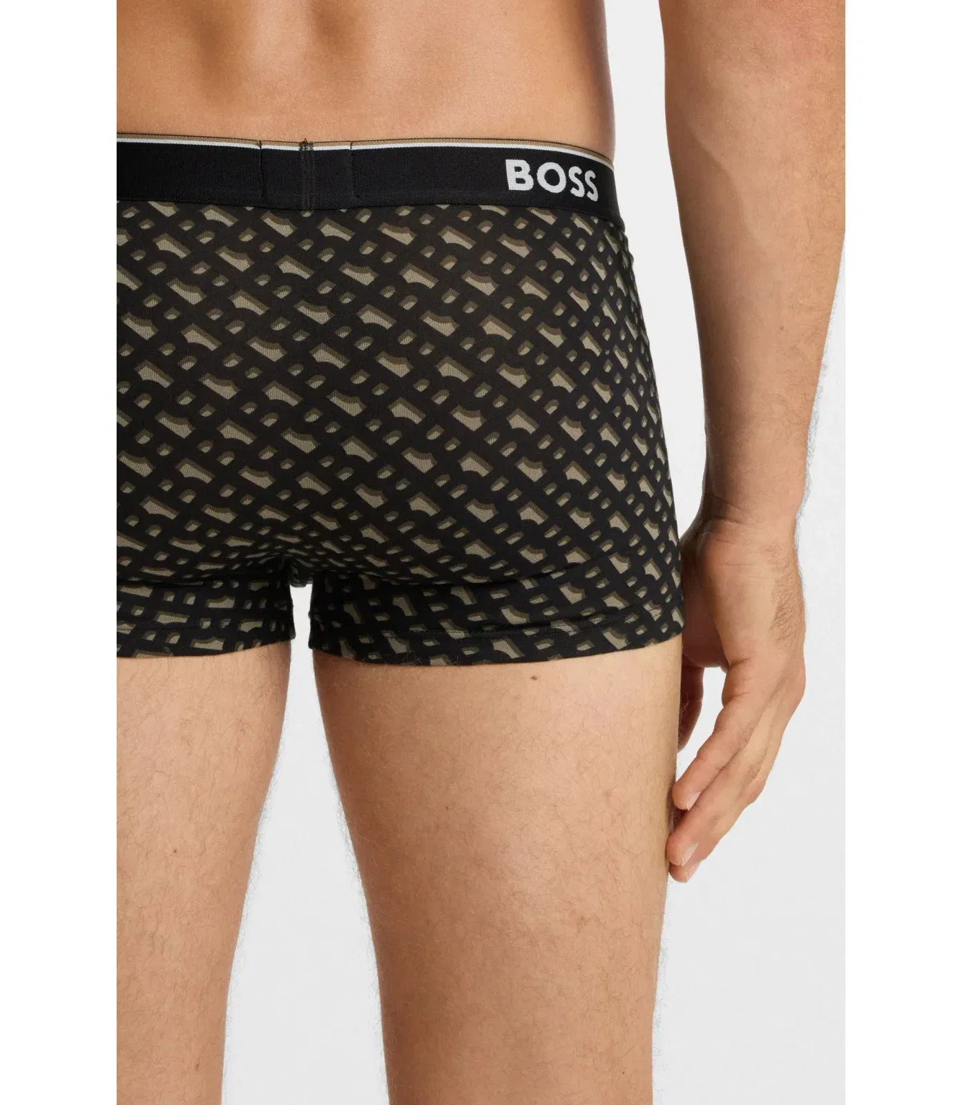 Boss Three Pack Of Trunks With Logo Waistbands Light Brown