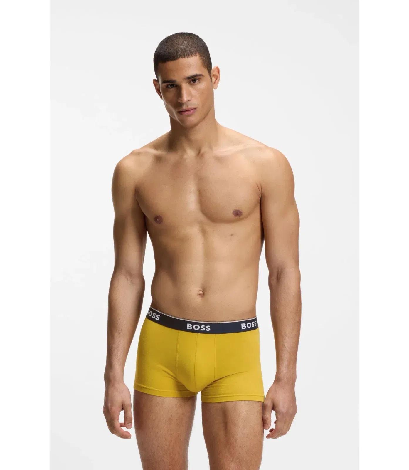 Boss Three Pack Of Stretch Cotton Trunks With Logo Waistbands Light Green