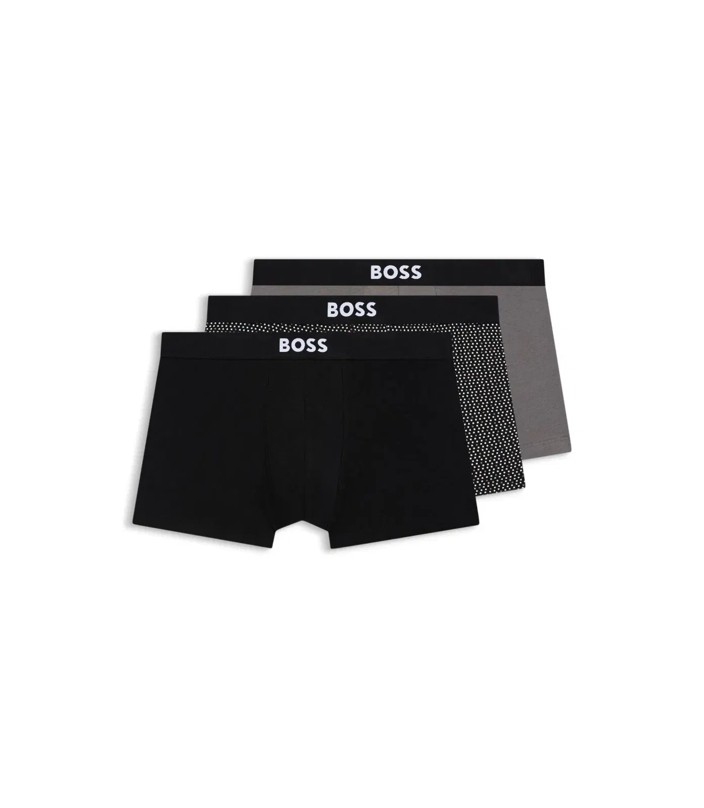 Boss Three Pack Of Stretch Cotton Trunks With Logos Light Beige