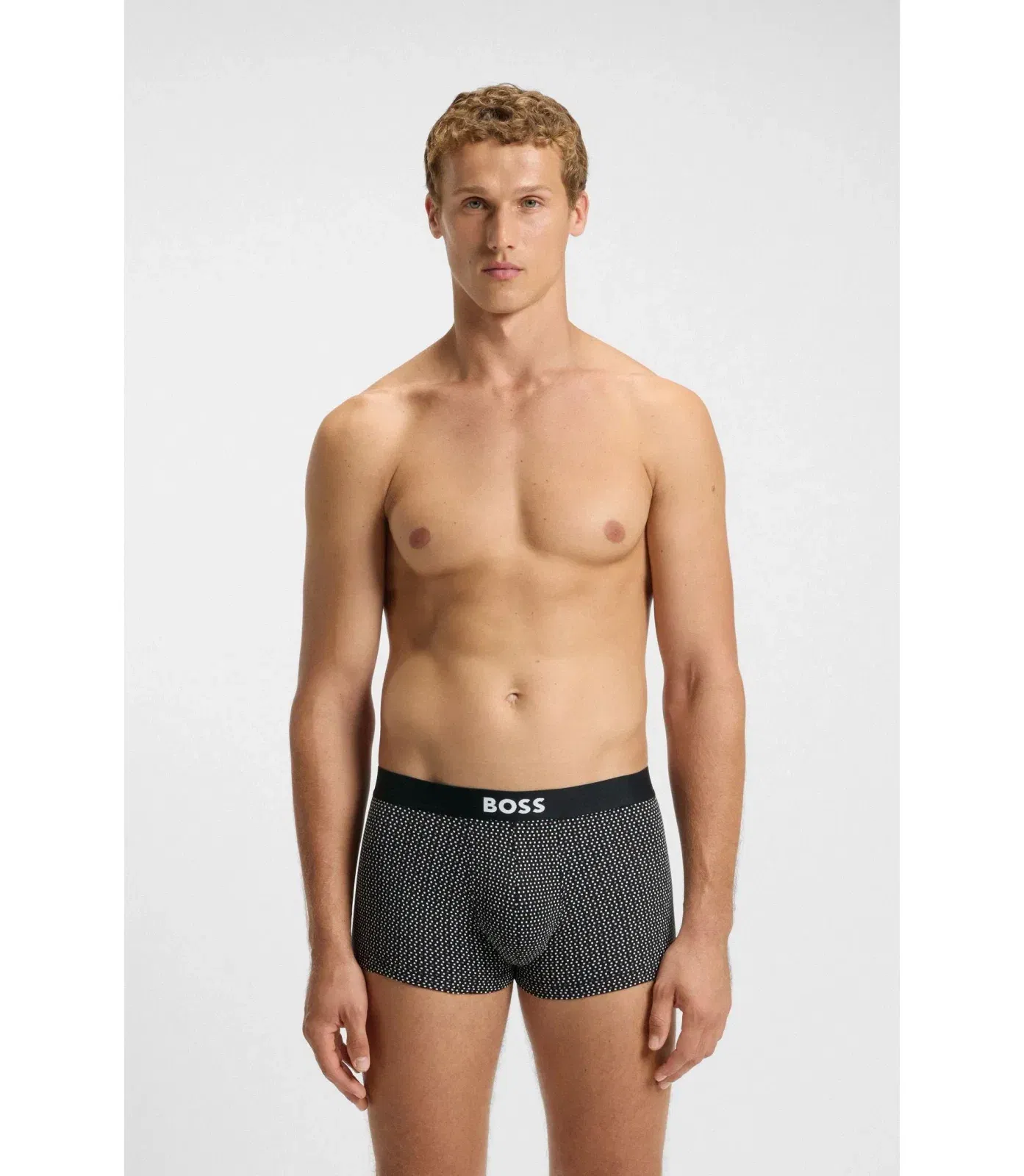 Boss Three Pack Of Stretch Cotton Trunks With Logos Light Beige