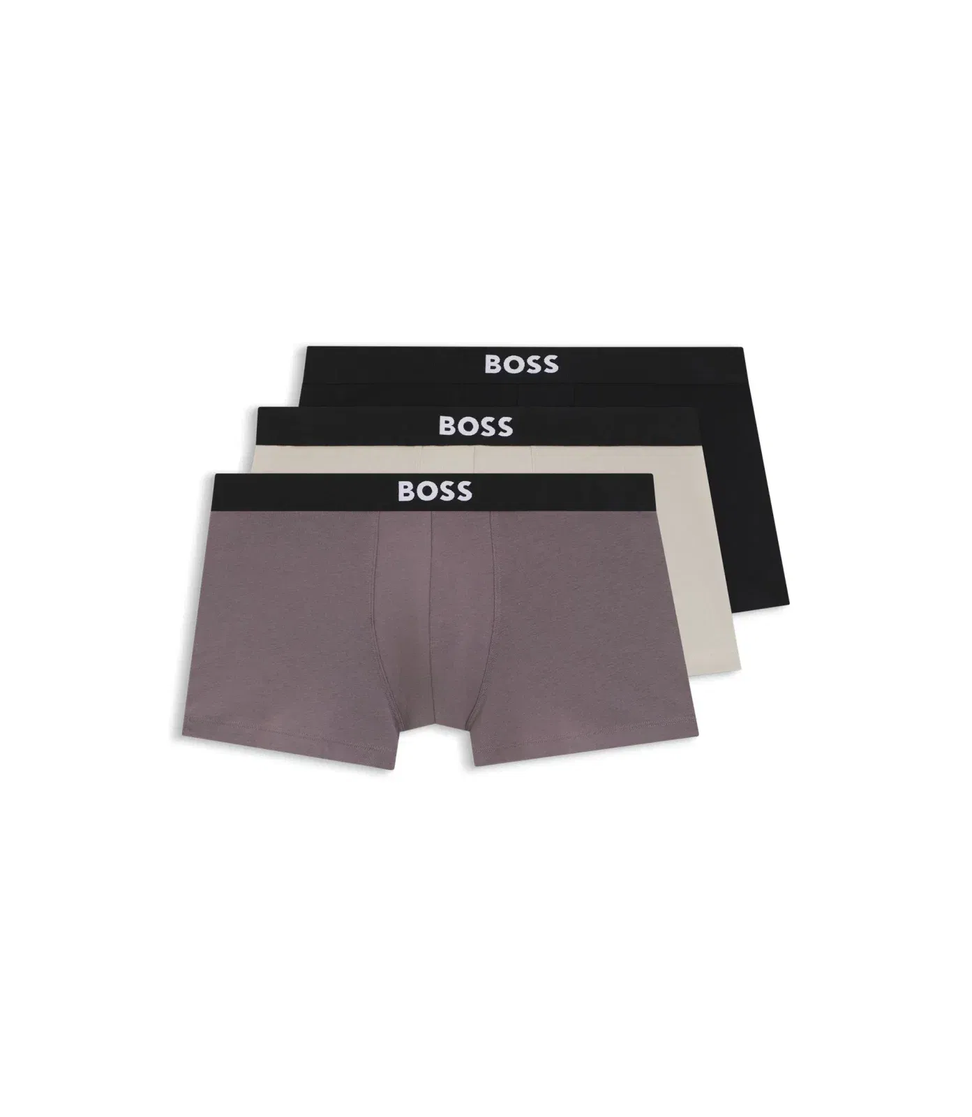 Boss Three Pack Of Stretch Cotton Trunks Light Grey