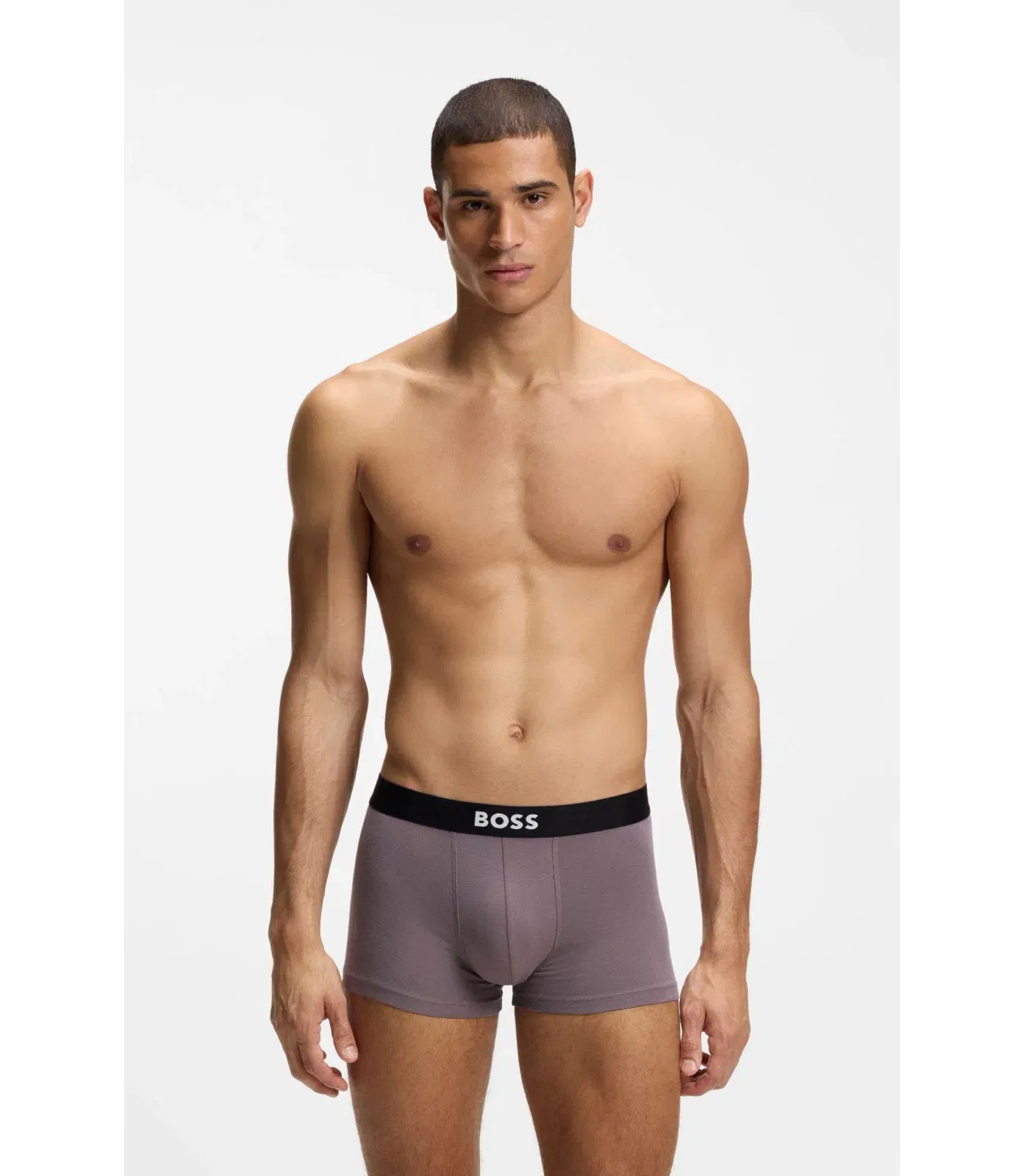 Boss Three Pack Of Stretch Cotton Trunks Light Grey