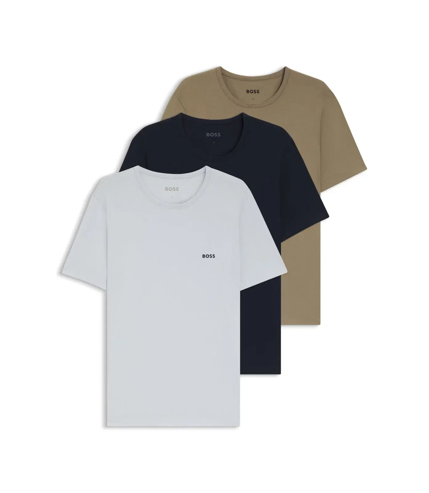 Boss Three Pack Of Cotton Underwear T Shirts Patterned