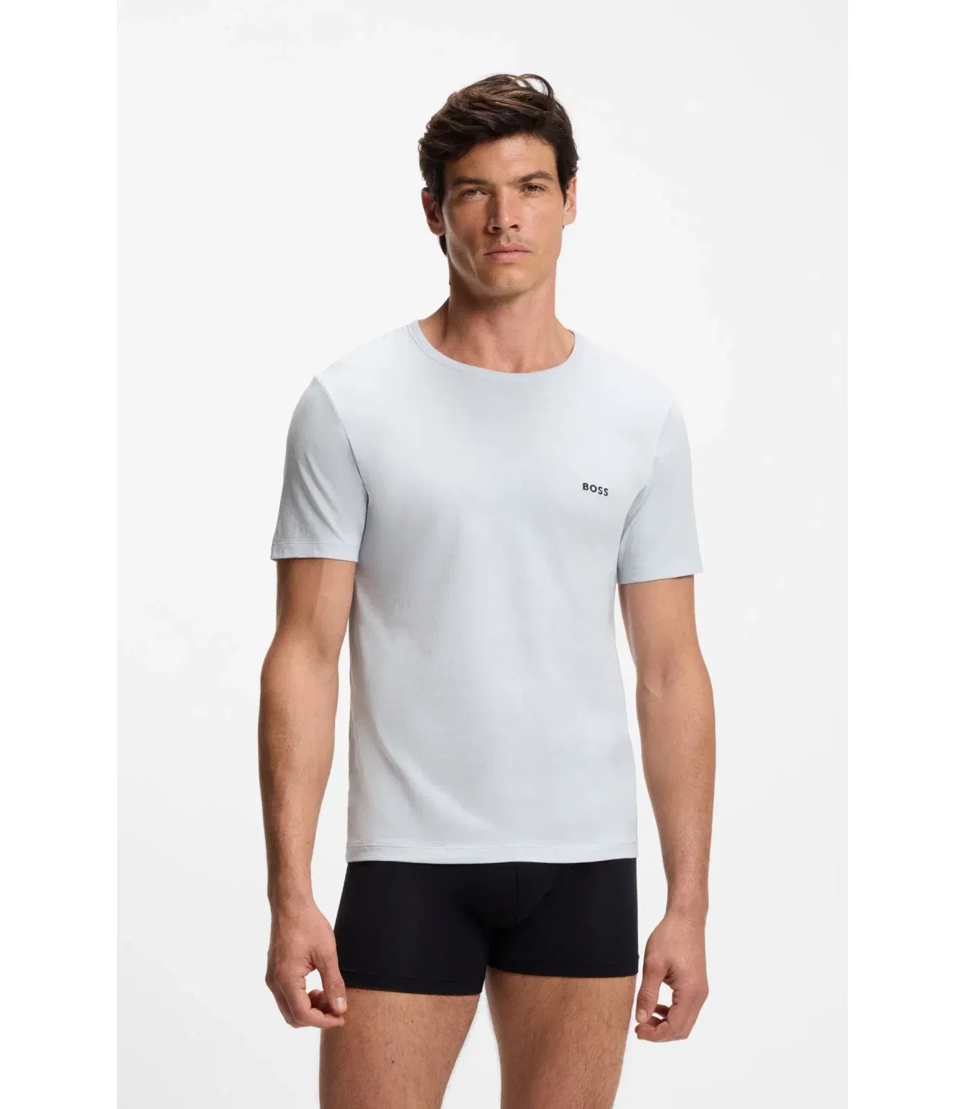 Boss Three Pack Of Cotton Underwear T Shirts Patterned