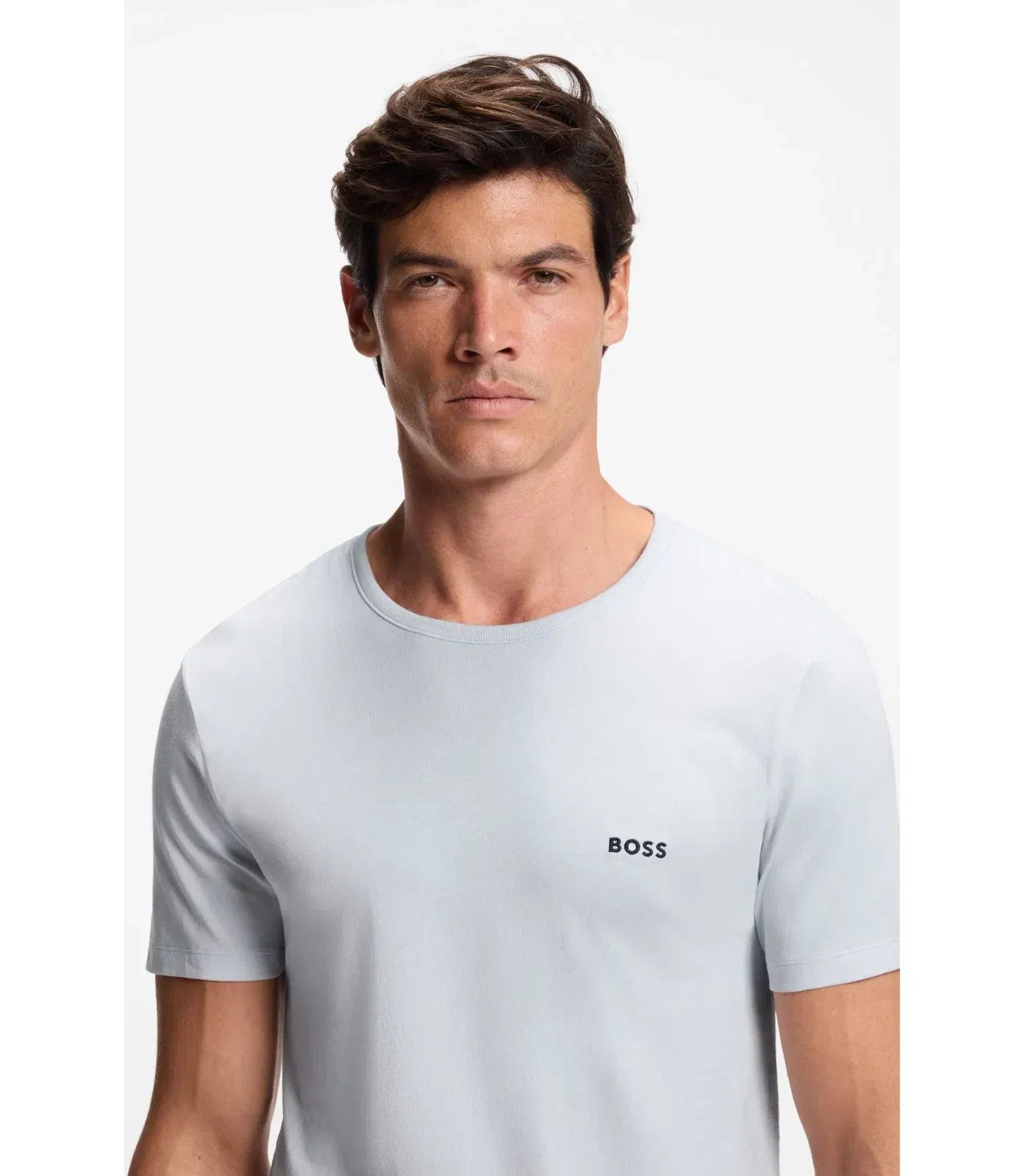 Boss Three Pack Of Cotton Underwear T Shirts Patterned