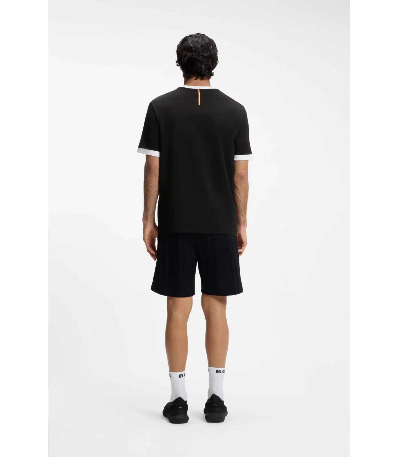 Boss Stretch Cotton T-Shirt With Country Flag And Logo Germany Black