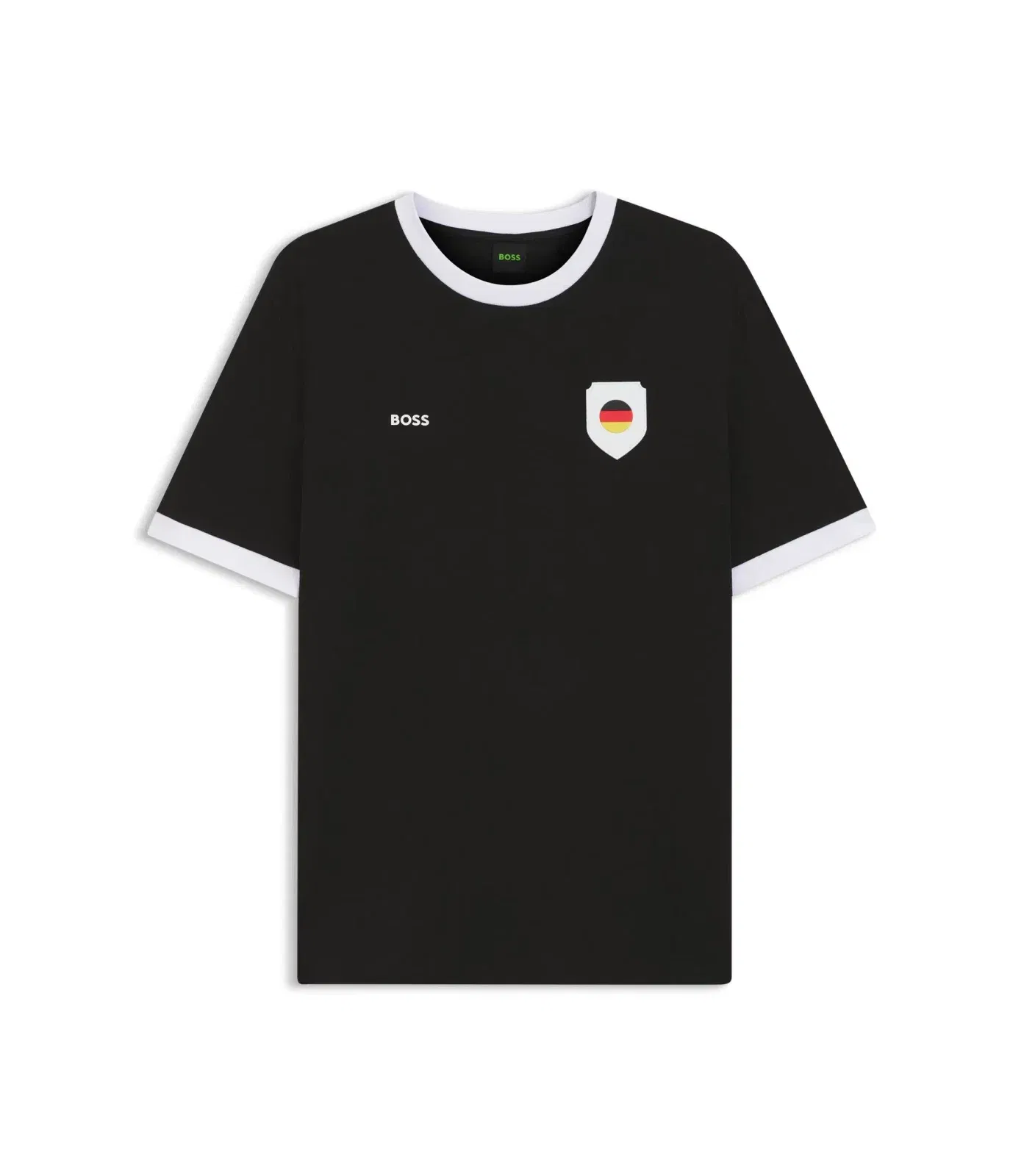 Boss Stretch Cotton T-Shirt With Country Flag And Logo Germany Black