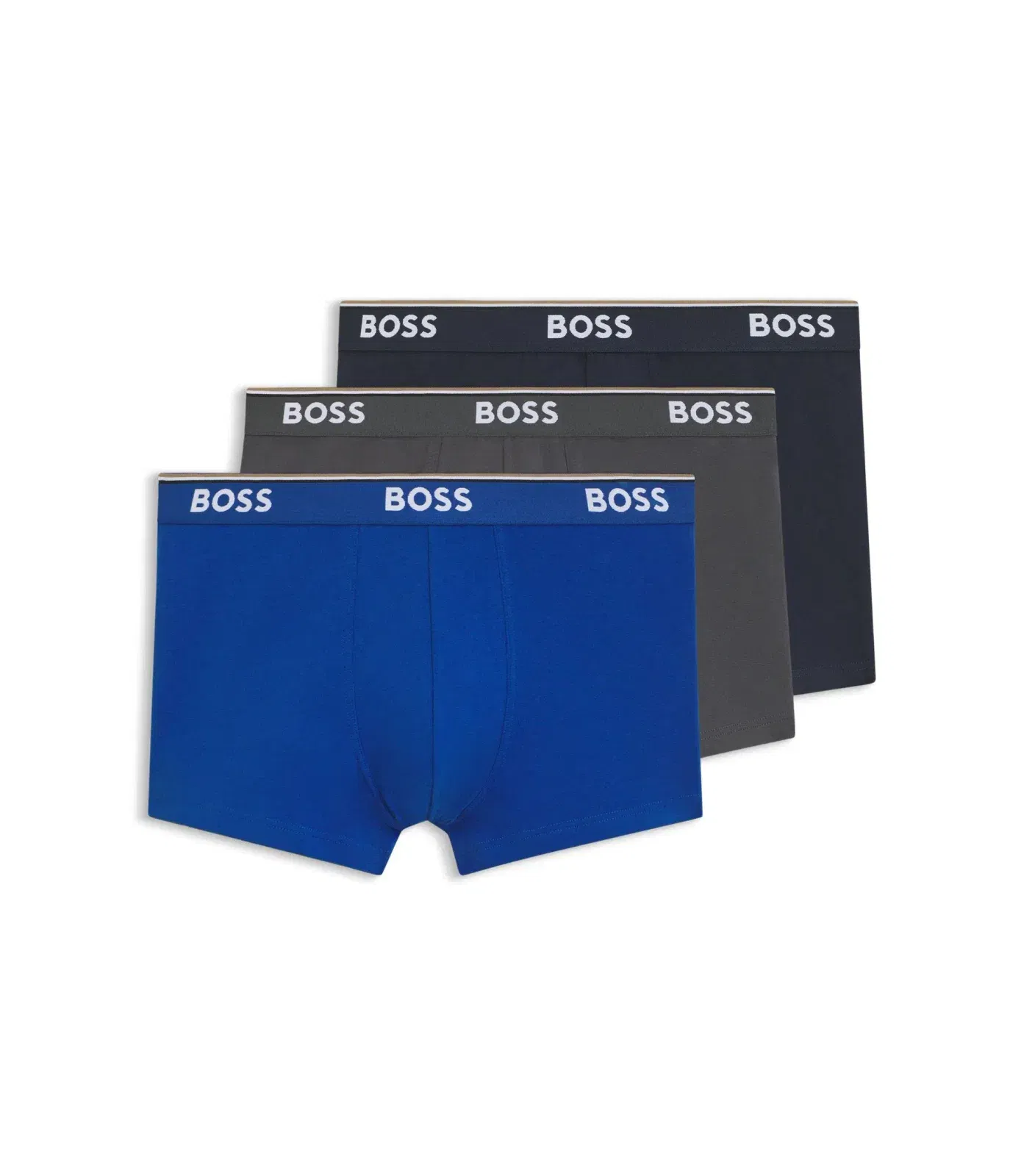 Boss Stretch Cotton Trunks With Repeating Logos Light Blue