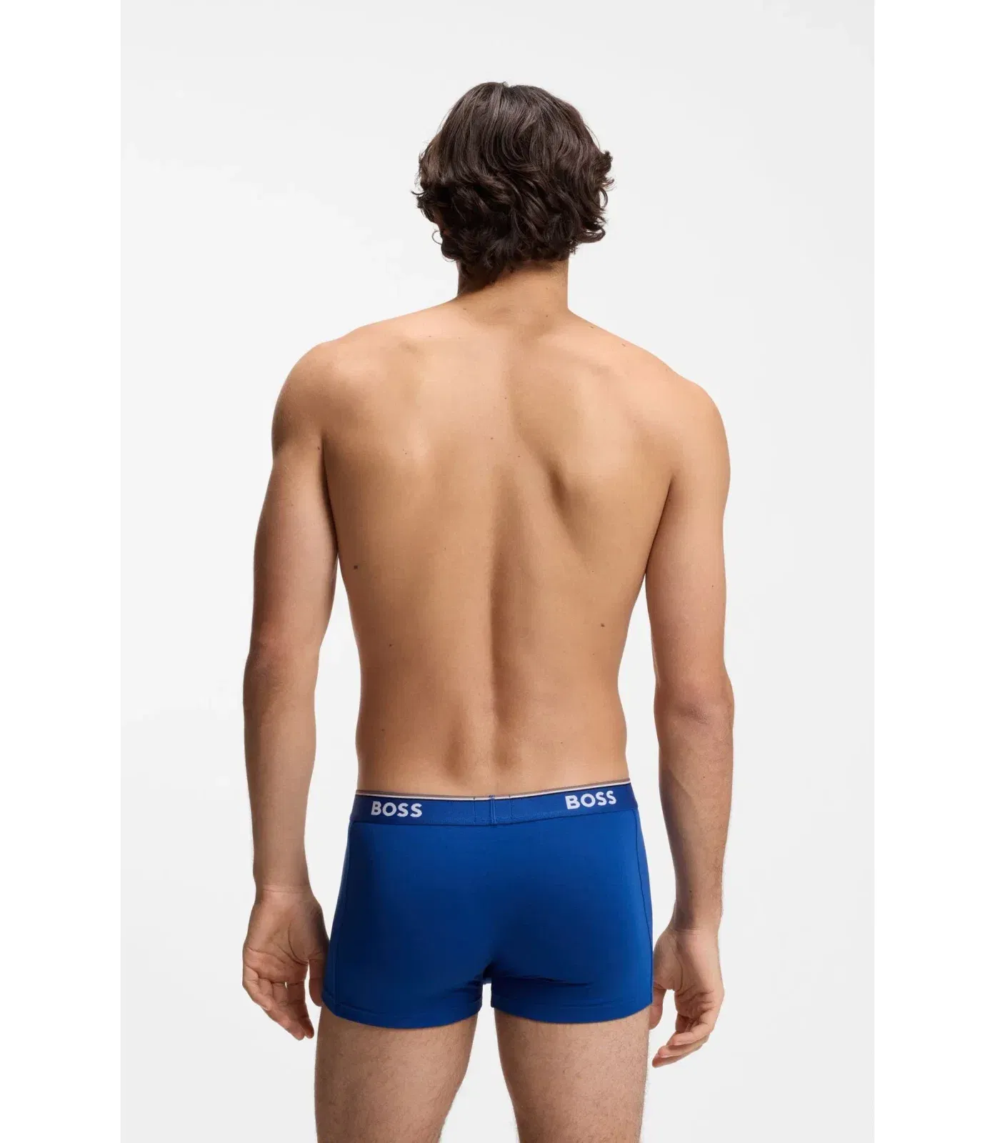 Boss Stretch Cotton Trunks With Repeating Logos Light Blue