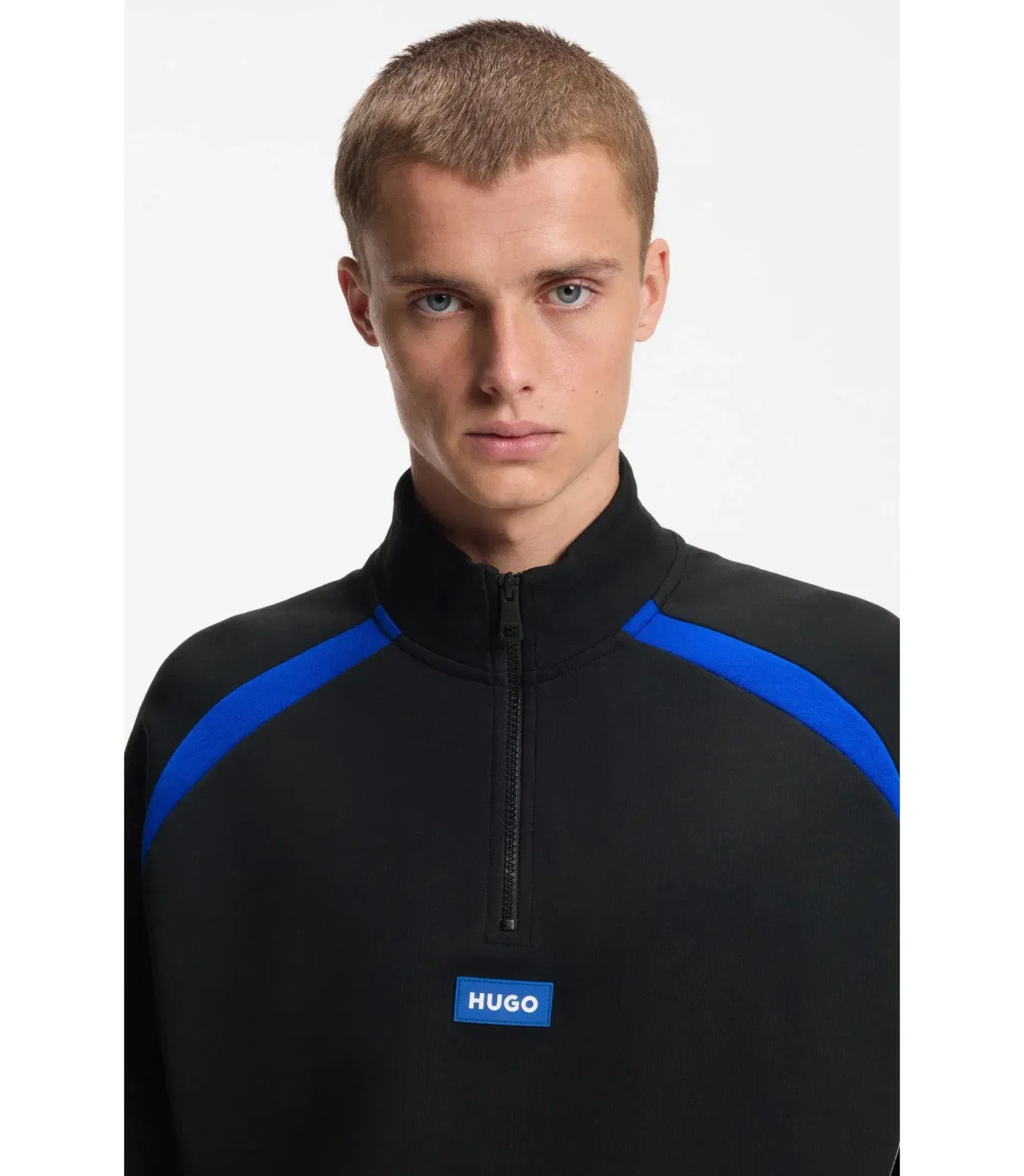 Hugo Stretch Cotton Sweatshirt With Colourful Panelling Black