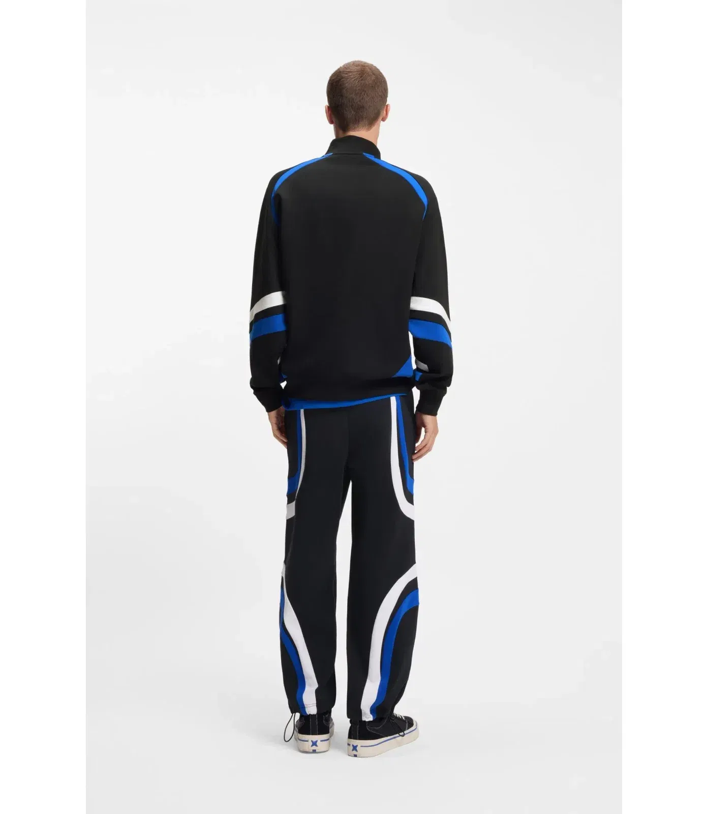 Hugo Stretch Cotton Sweatshirt With Colourful Panelling Black