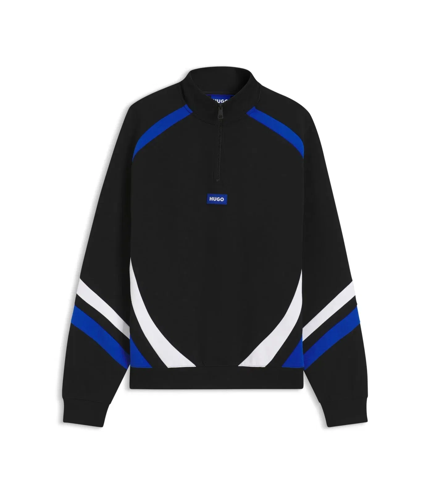 Hugo Stretch Cotton Sweatshirt With Colourful Panelling Black