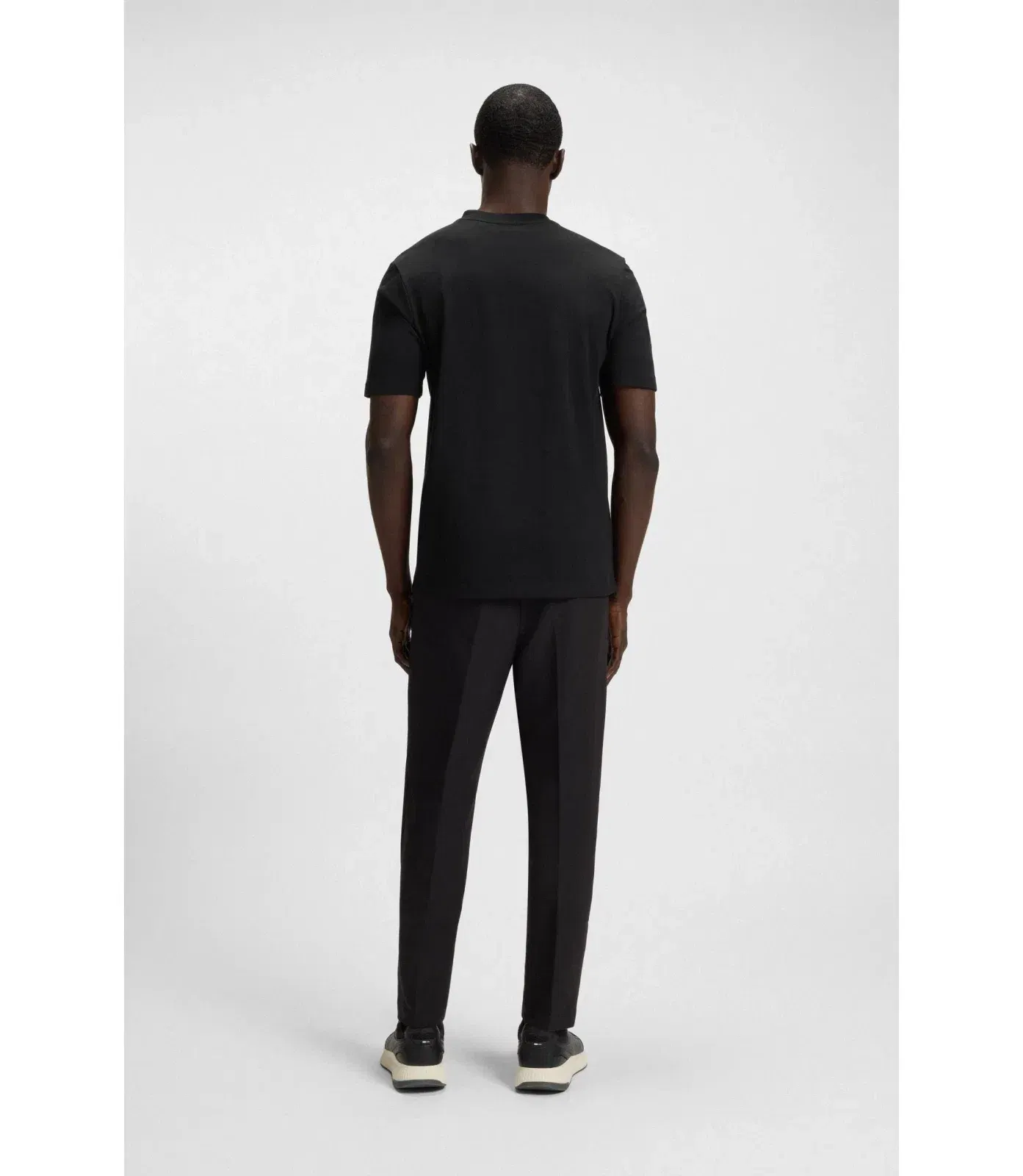 Boss Stretch Cotton Regular Fit T-Shirt With Contrast Logo Black