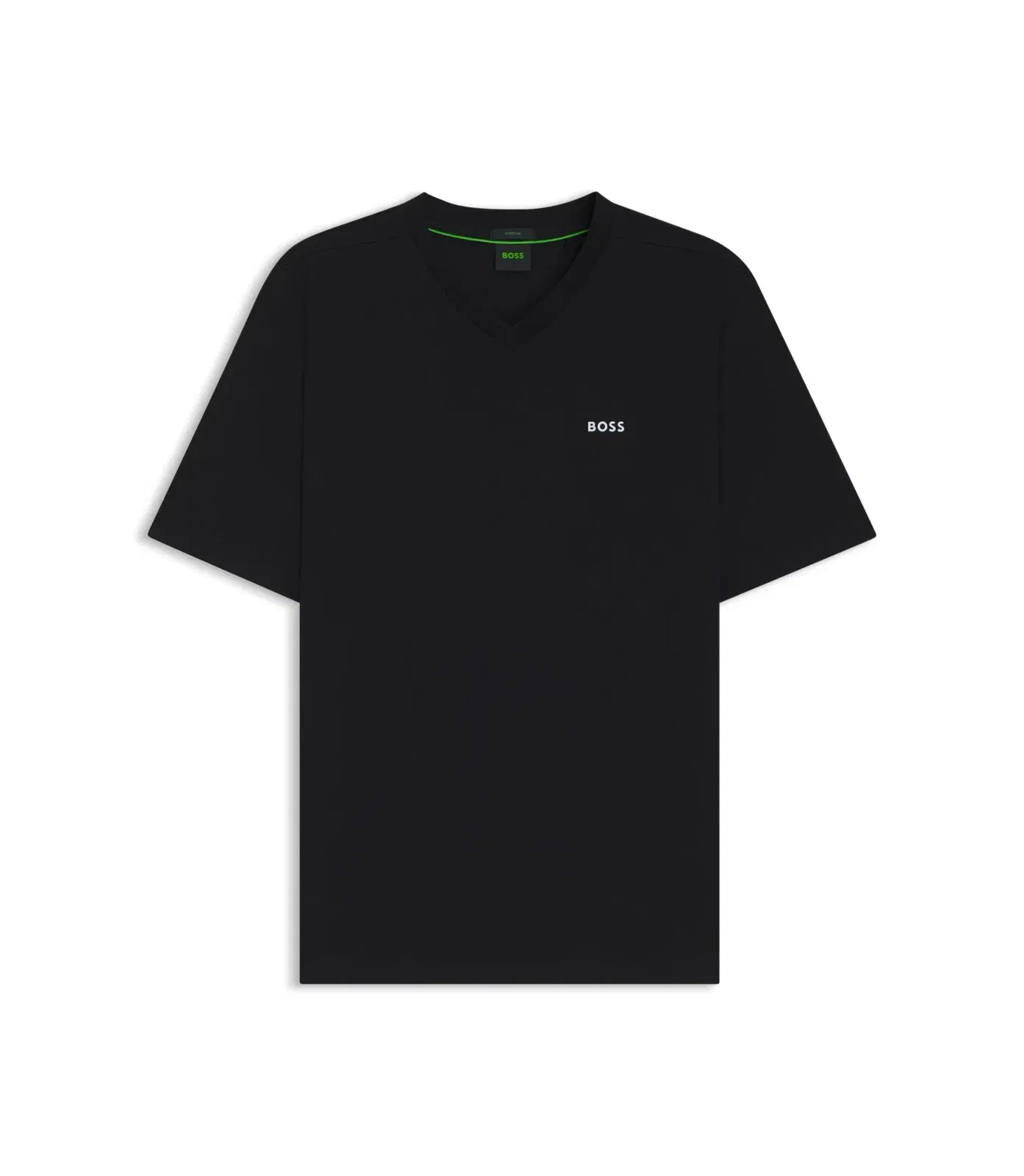 Boss Stretch Cotton Regular Fit T-Shirt With Contrast Logo Black