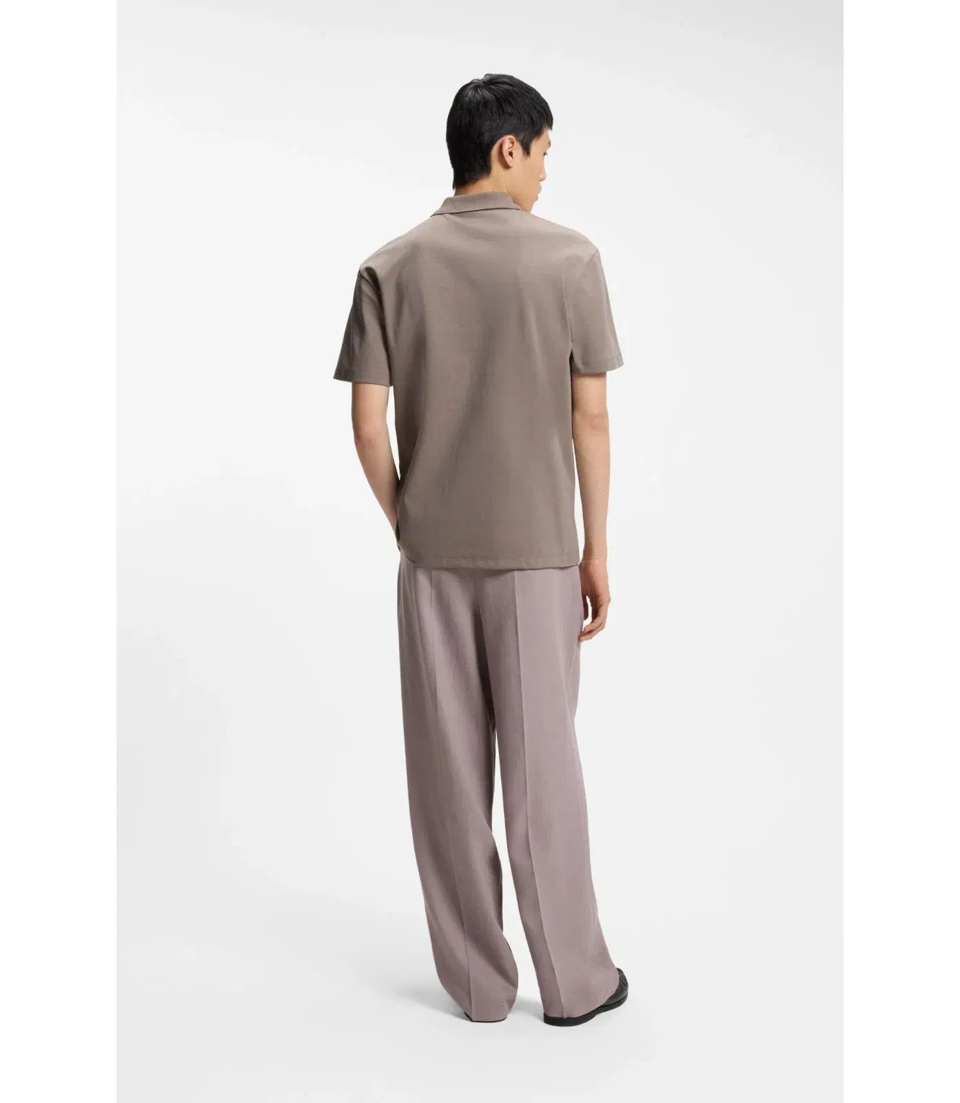 Hugo Stacked Logo Polo Shirt In Interlock Cotton Light Brown