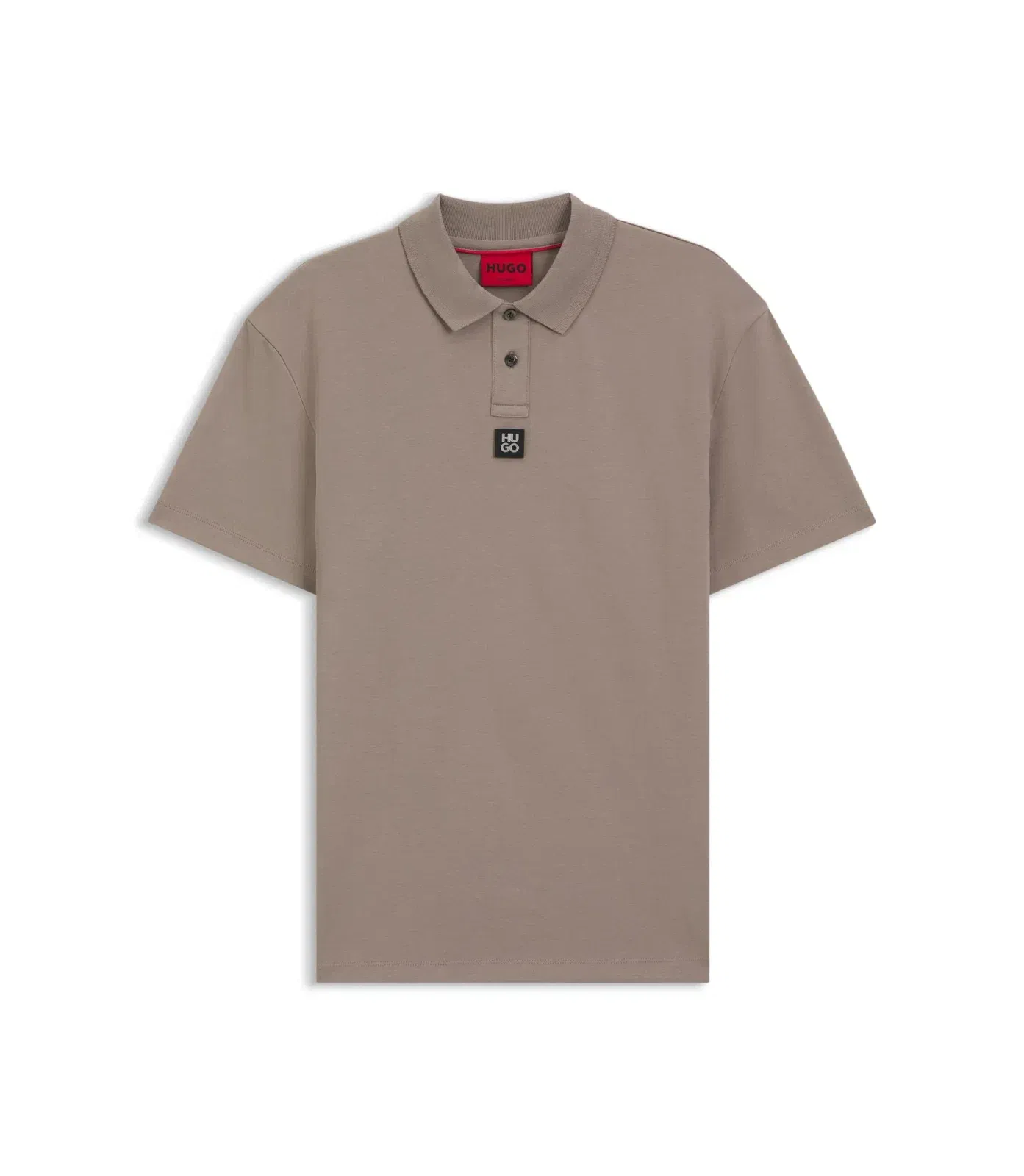 Hugo Stacked Logo Polo Shirt In Interlock Cotton Light Brown