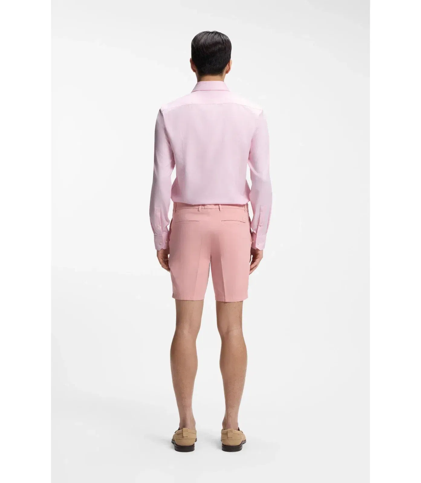 Boss Slim Fit Shirt In Structured Wrinkle Free Cotton Light Pink