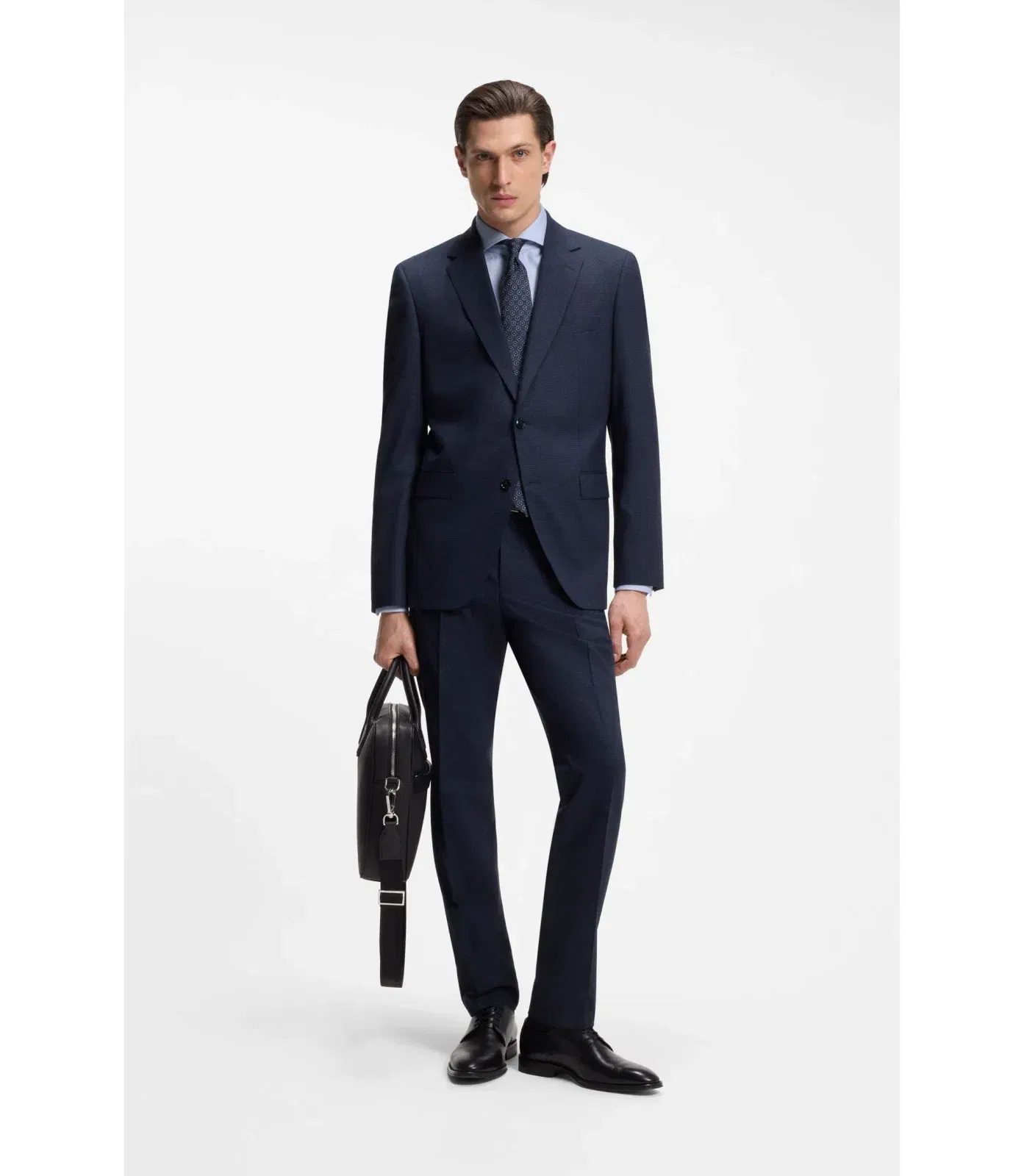 Boss Slim Fit Shirt In Structured Wrinkle Free Cotton Light Blue