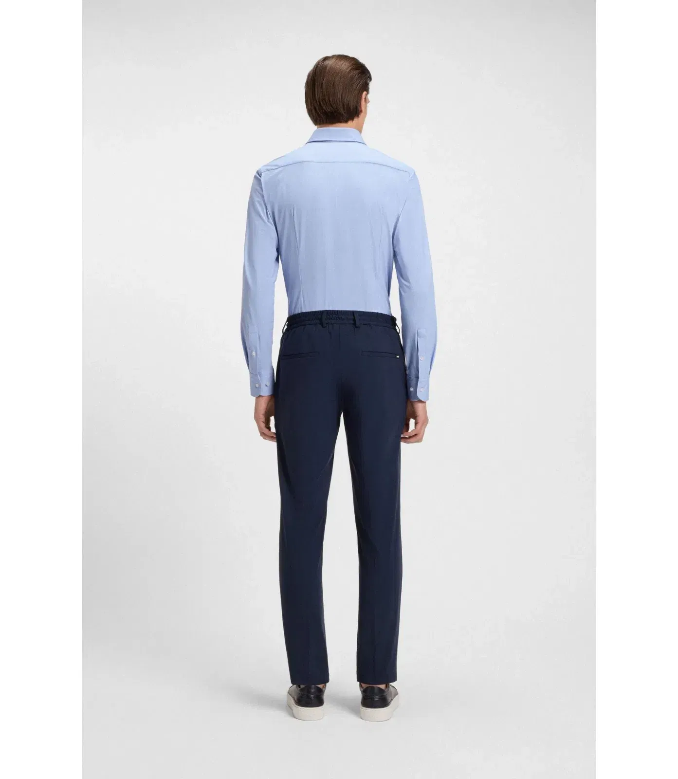 Boss Slim Fit Shirt In Structured Performance Stretch Jersey Blue