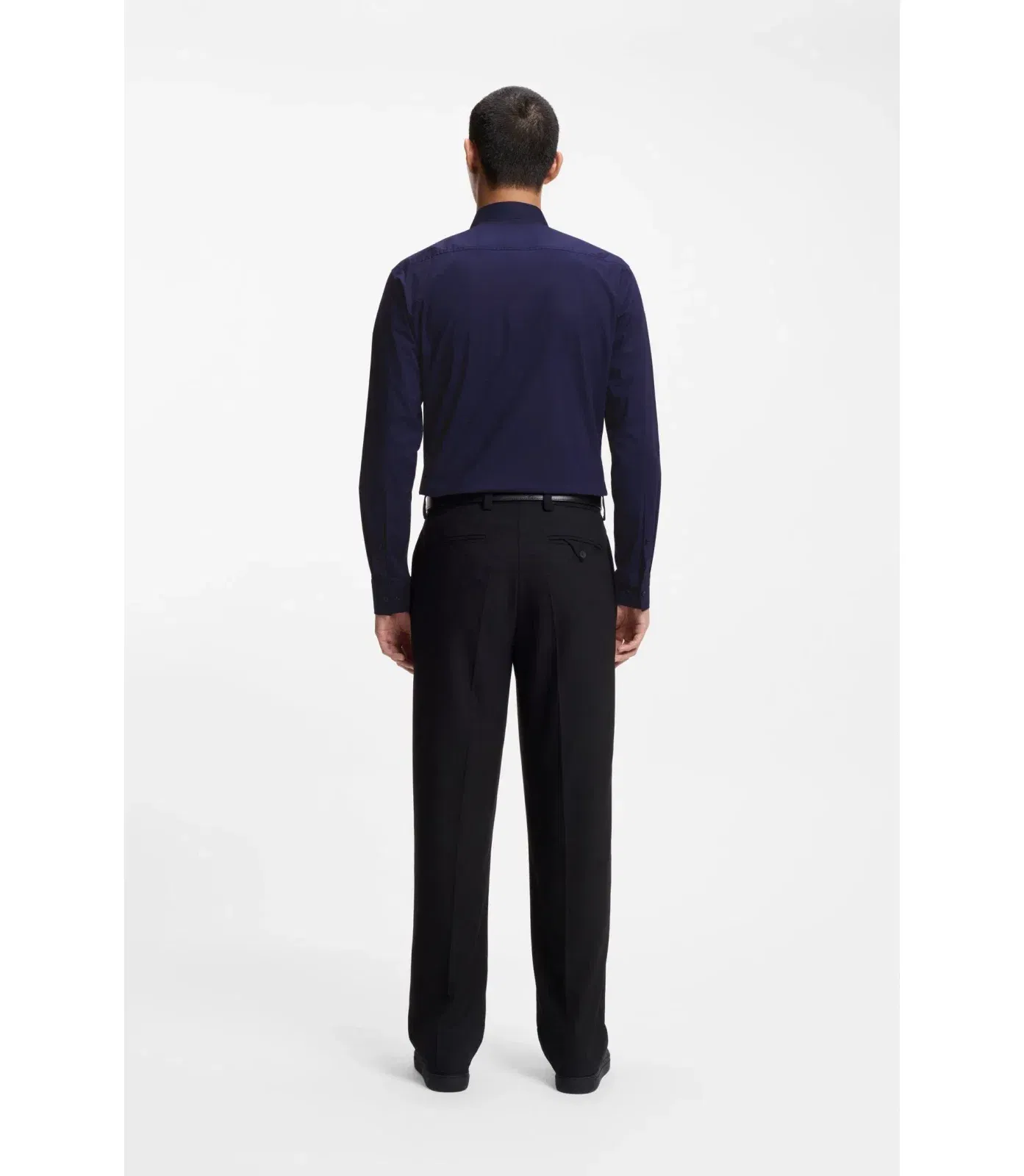 Hugo Slim Fit Shirt In Stretch Cotton Canvas Dark Blue