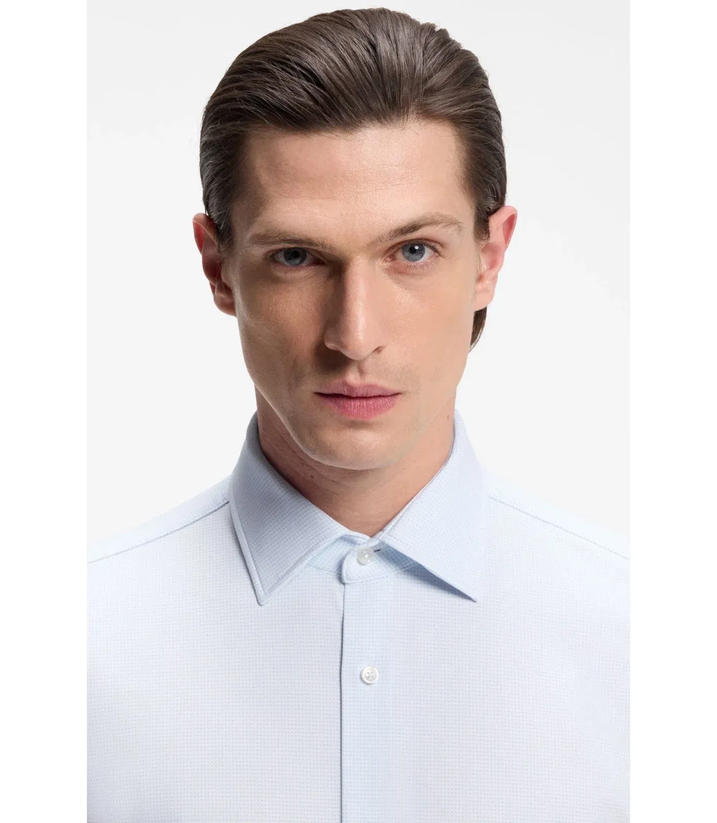 Boss Slim Fit Shirt In Italian Performance Stretch Jersey Light Blue