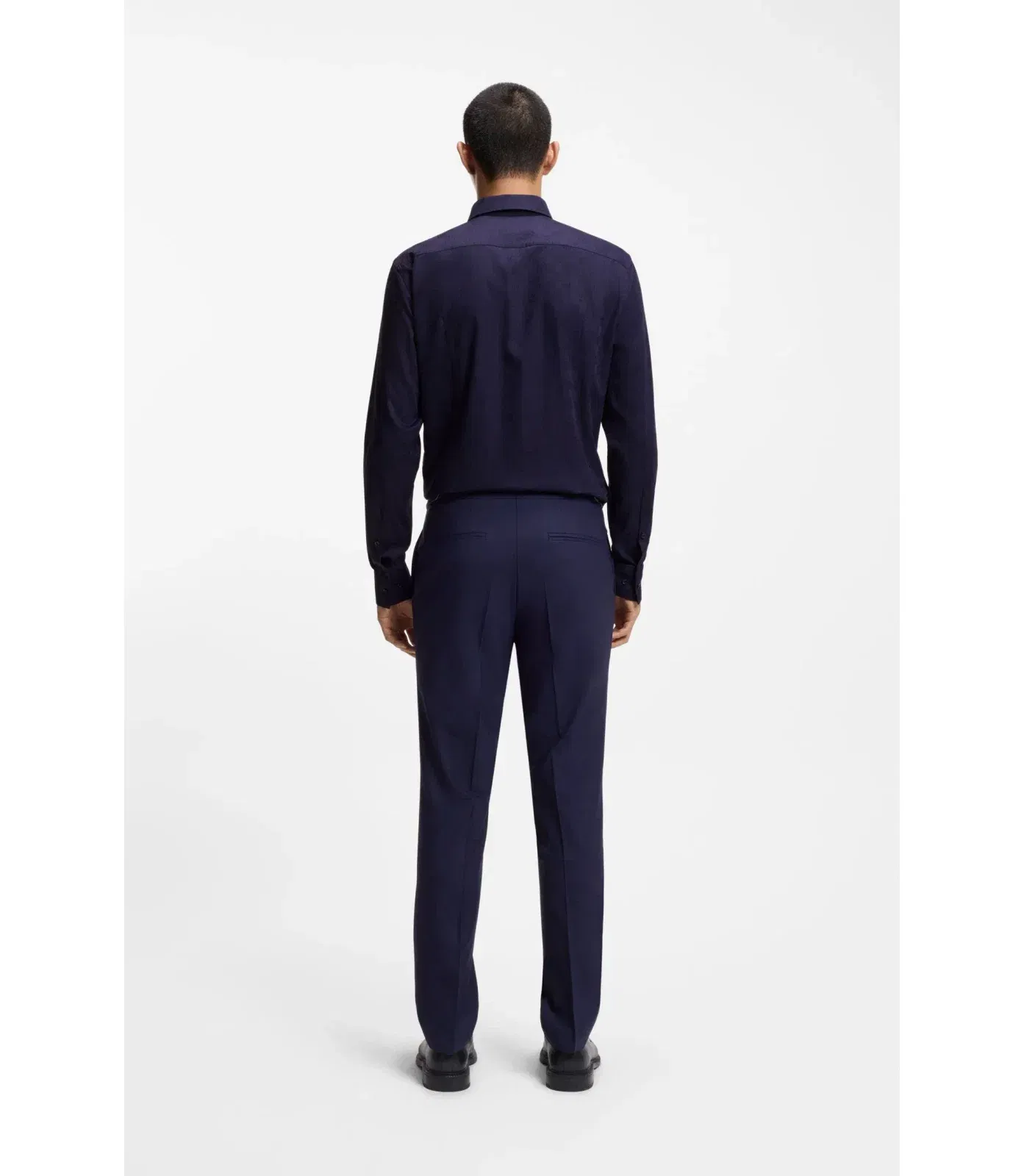 Hugo Slim Fit Shirt In Cotton With A Stacked Logo Jacquard Dark Blue