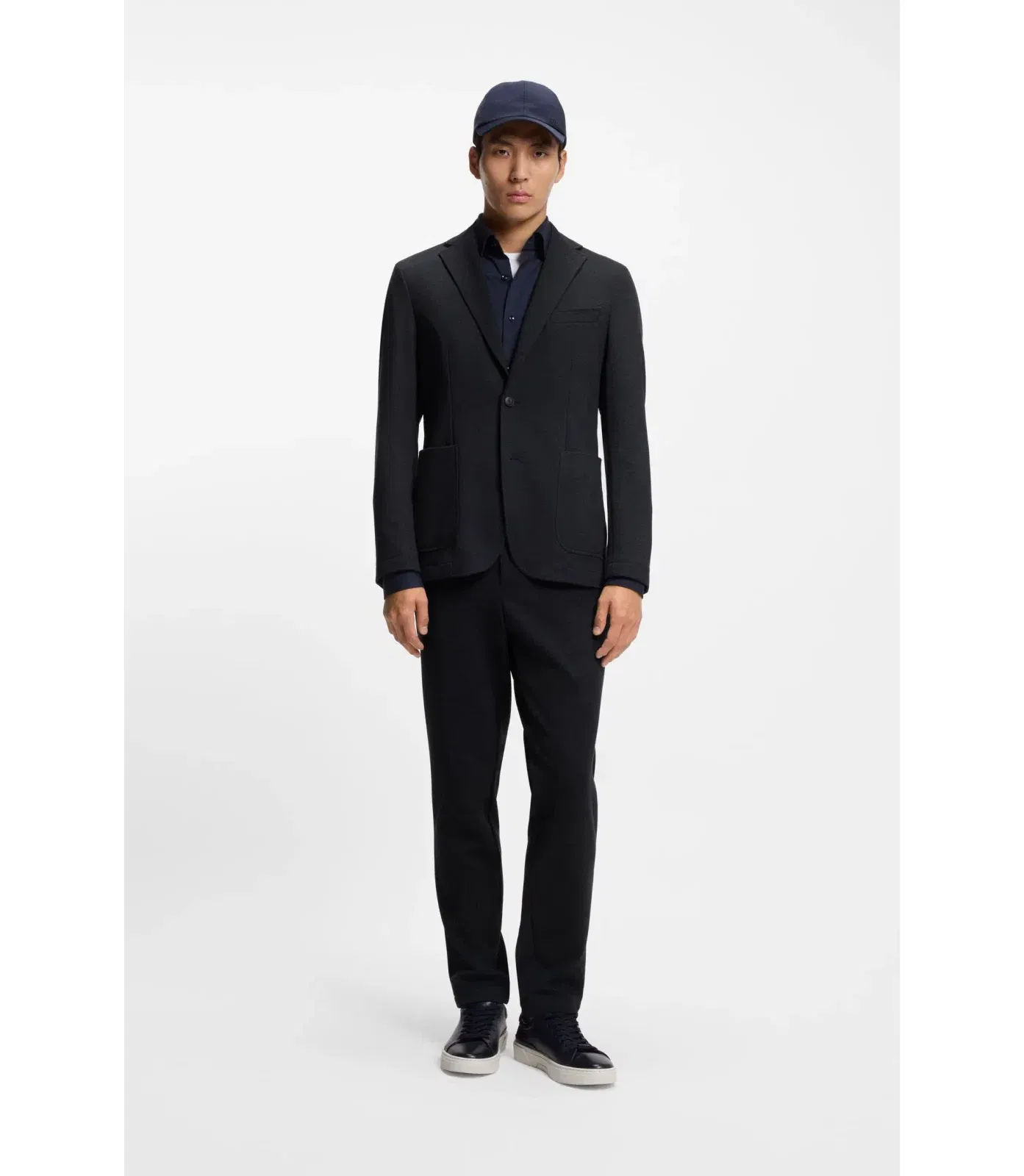 Boss Slim Fit Jacket In Performance Stretch Fabric Dark Blue