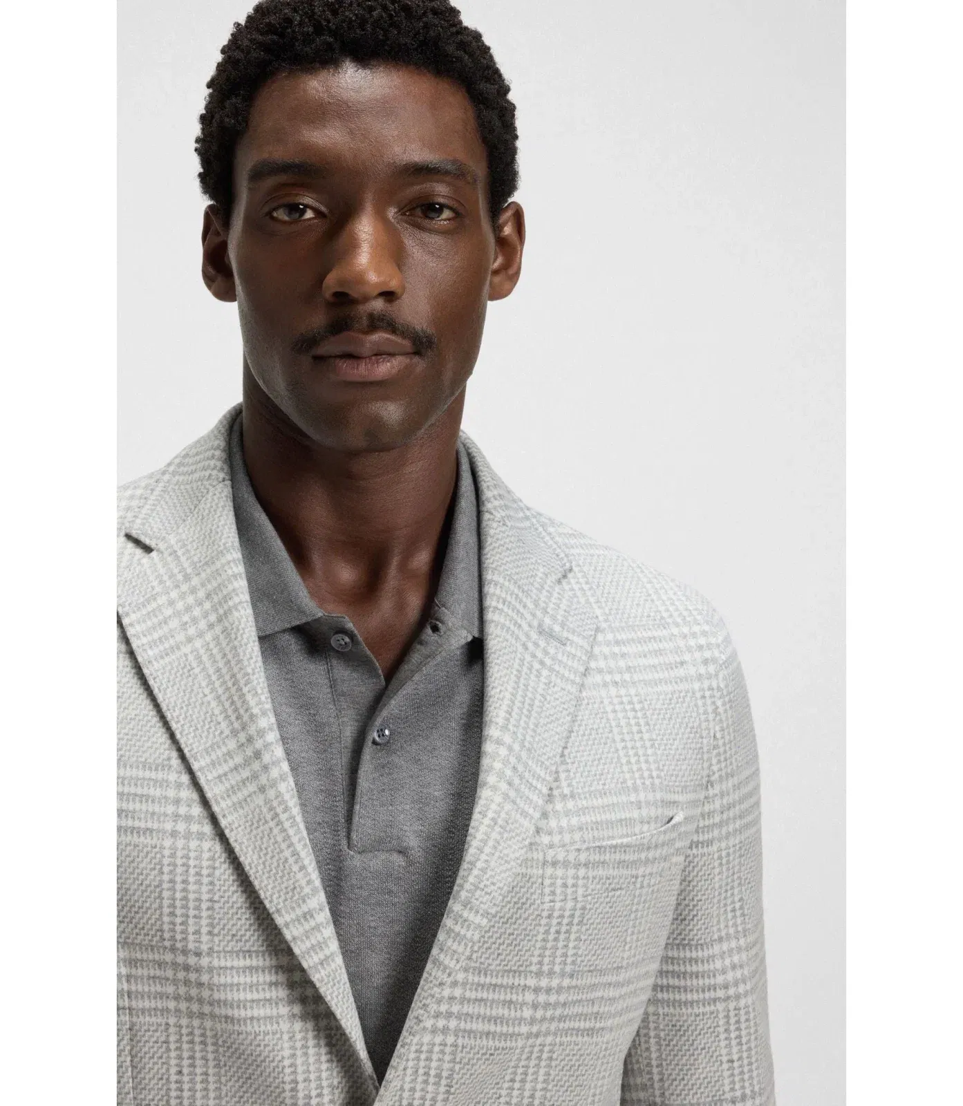 Boss Slim Fit Blazer In Checked Stretch Fabric Silver