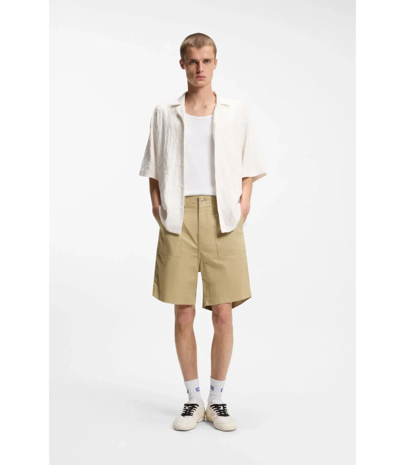 Hugo Shorts In Mercerised Cotton Canvas Beige