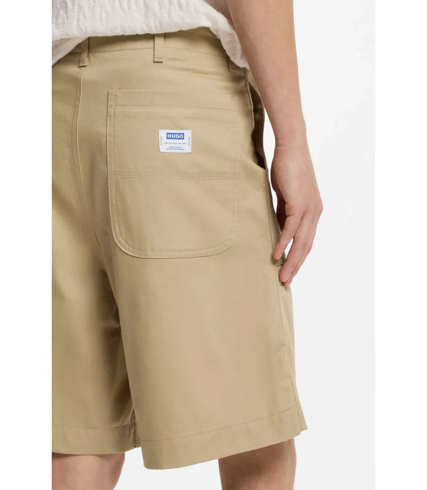 Hugo Shorts In Mercerised Cotton Canvas Beige