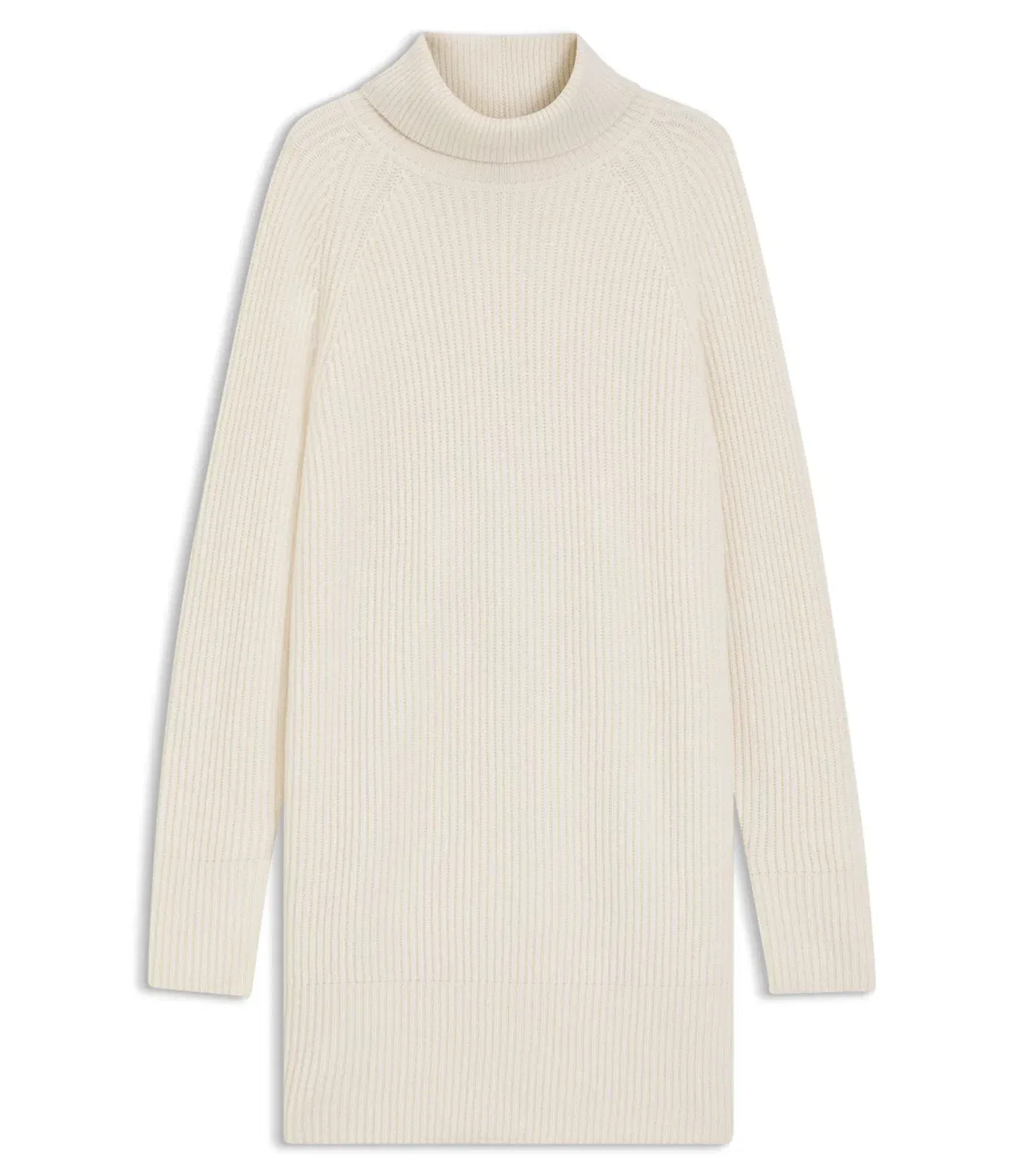 Boss Rollneck Sweater Dress In Virgin Wool And Cashmere White Women's