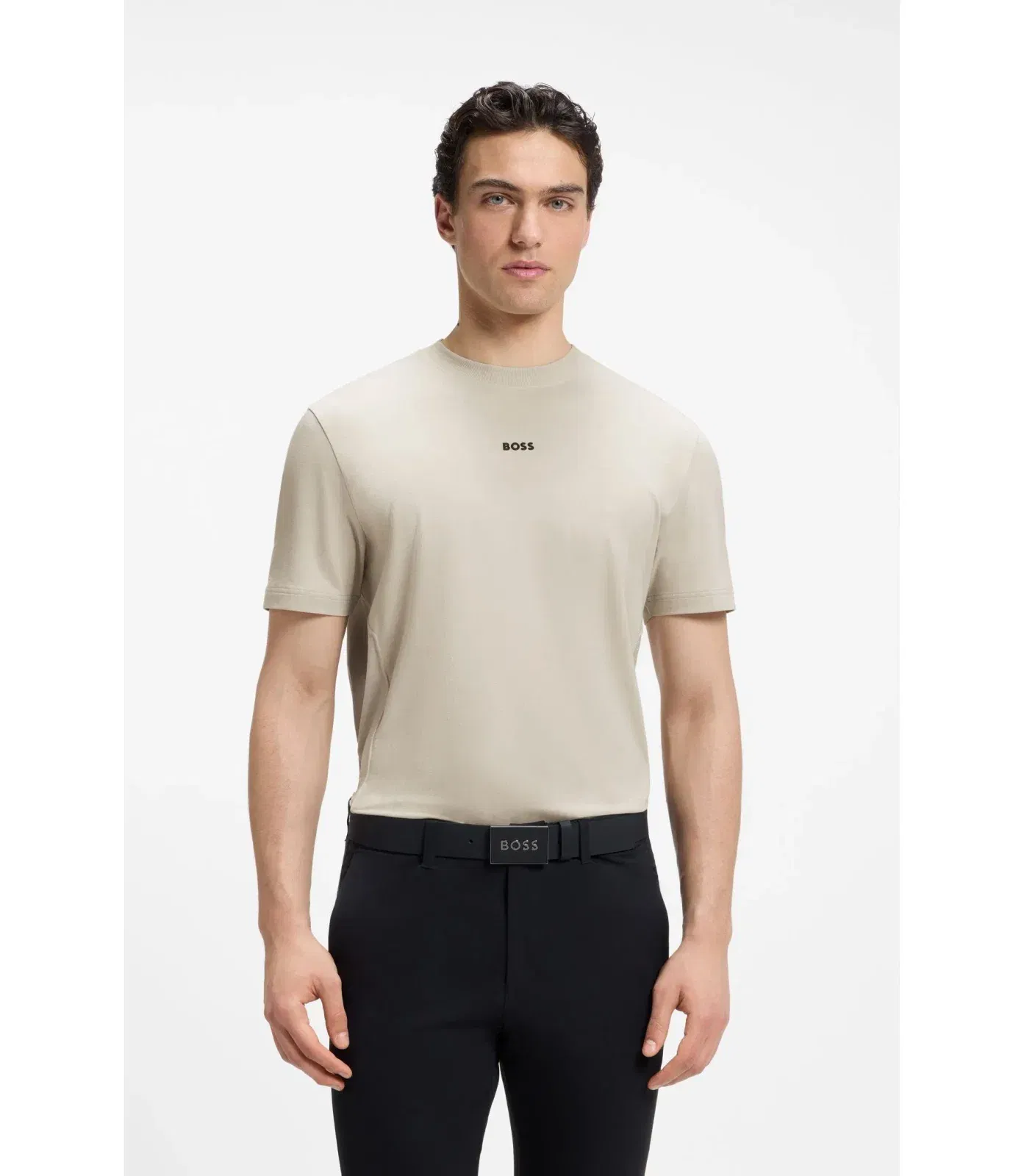 Boss Relaxed Fit T-Shirt In A Stretch Cotton Blend Light Beige
