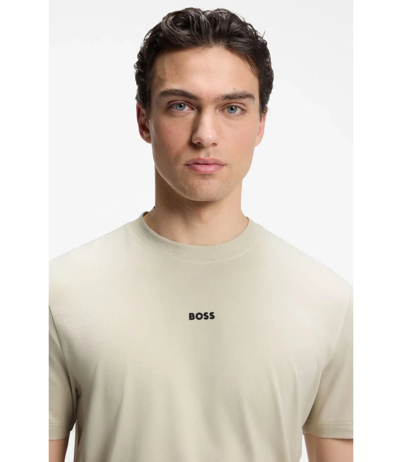 Boss Relaxed Fit T-Shirt In A Stretch Cotton Blend Light Beige