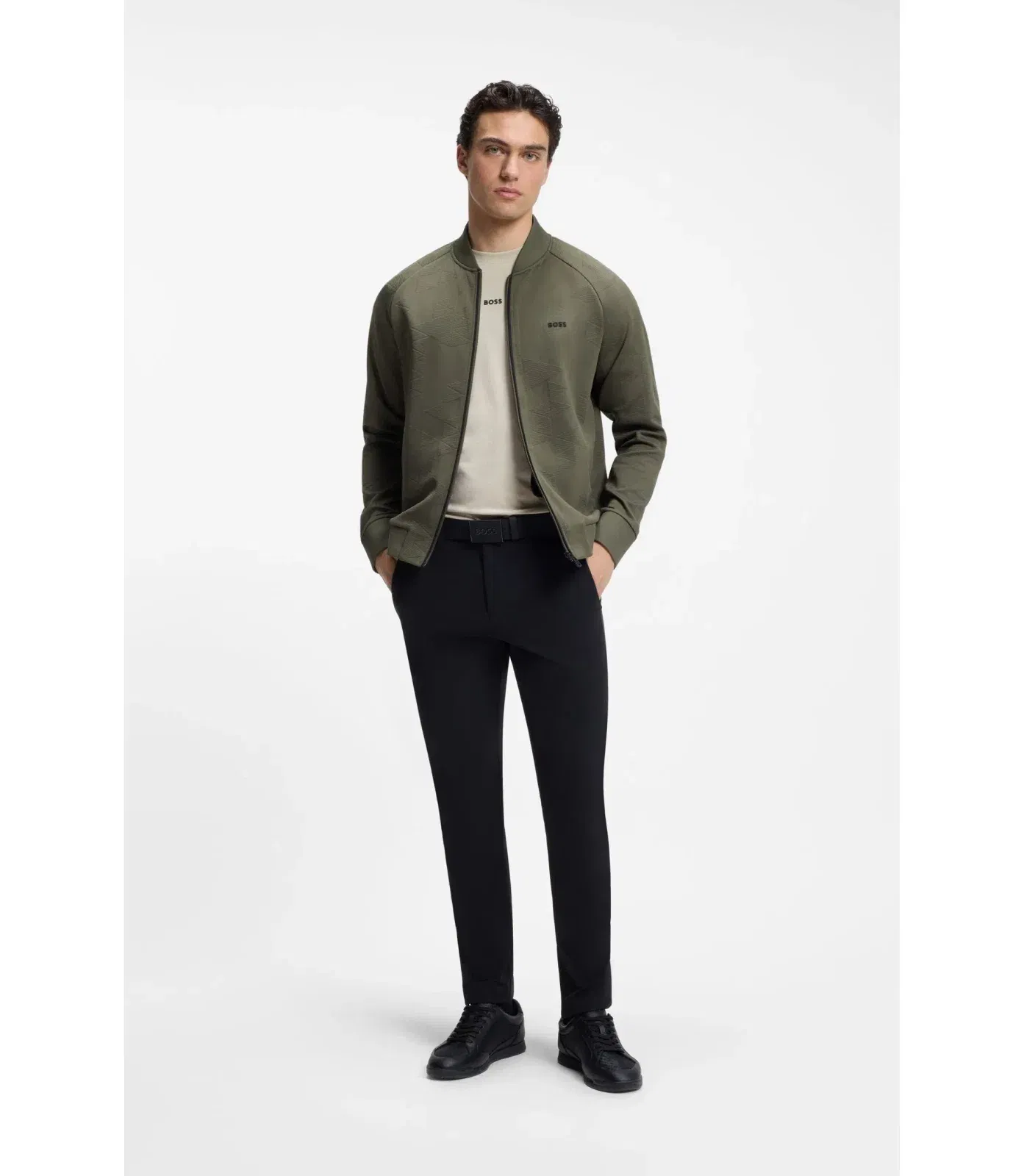 Boss Relaxed Fit T-Shirt In A Stretch Cotton Blend Light Beige