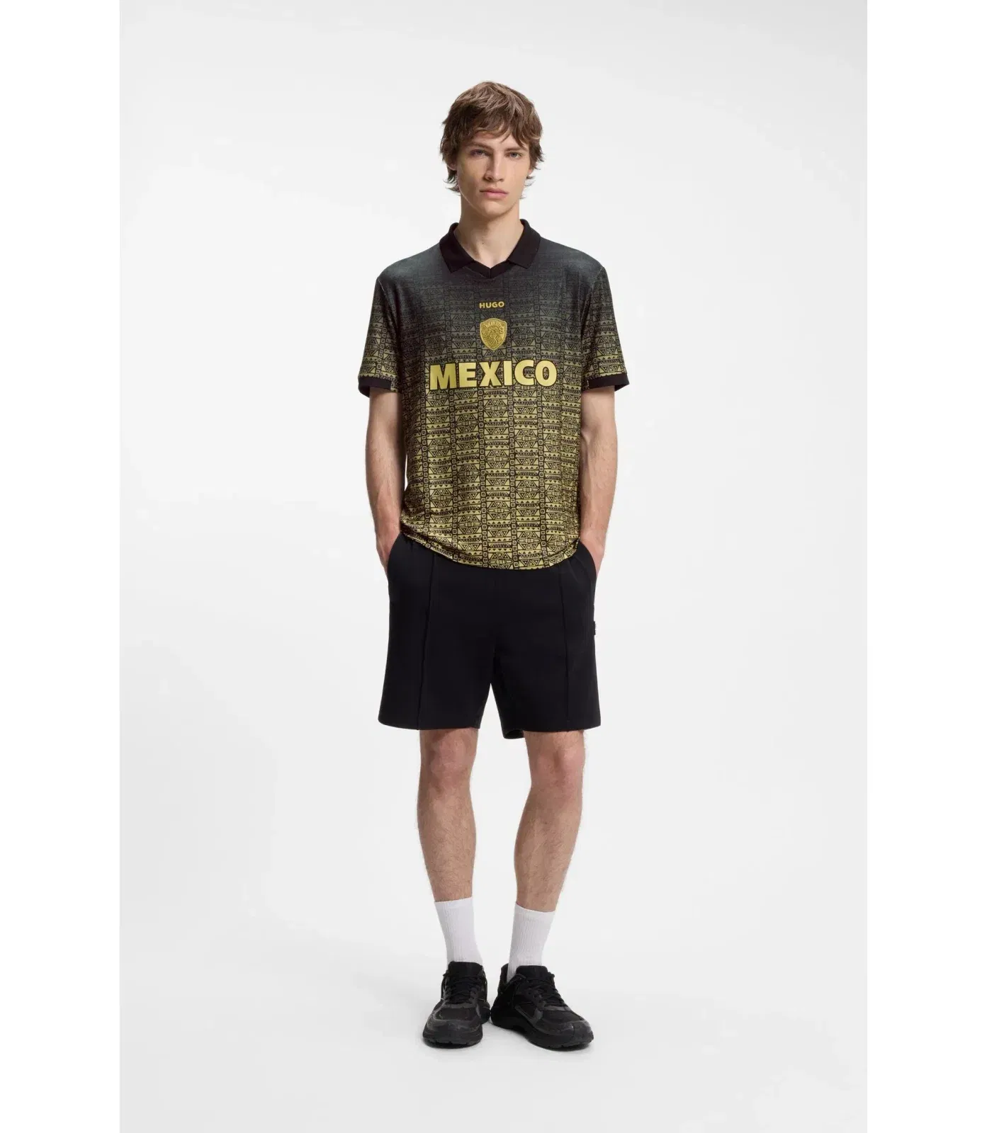 Hugo Relaxed Fit Soccer T-Shirt With Nation Detailing Mexico Grey