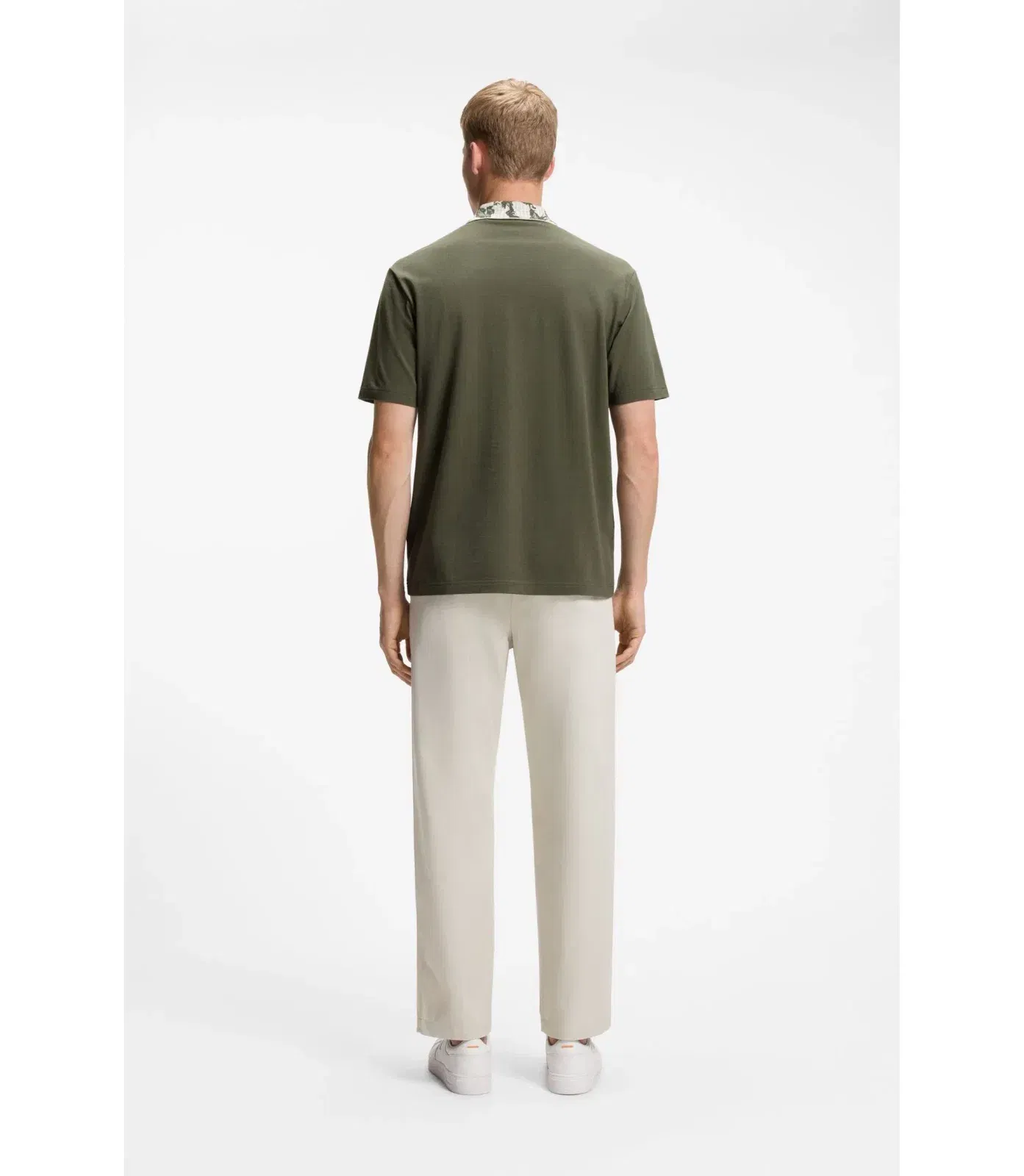 Boss Relaxed Fit Polo With Jacquard Collar Green
