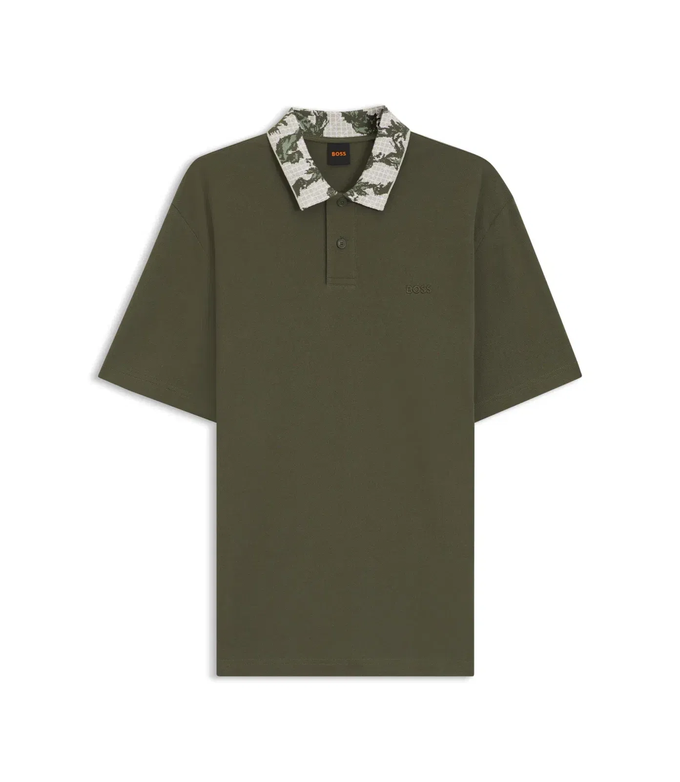 Boss Relaxed Fit Polo With Jacquard Collar Green