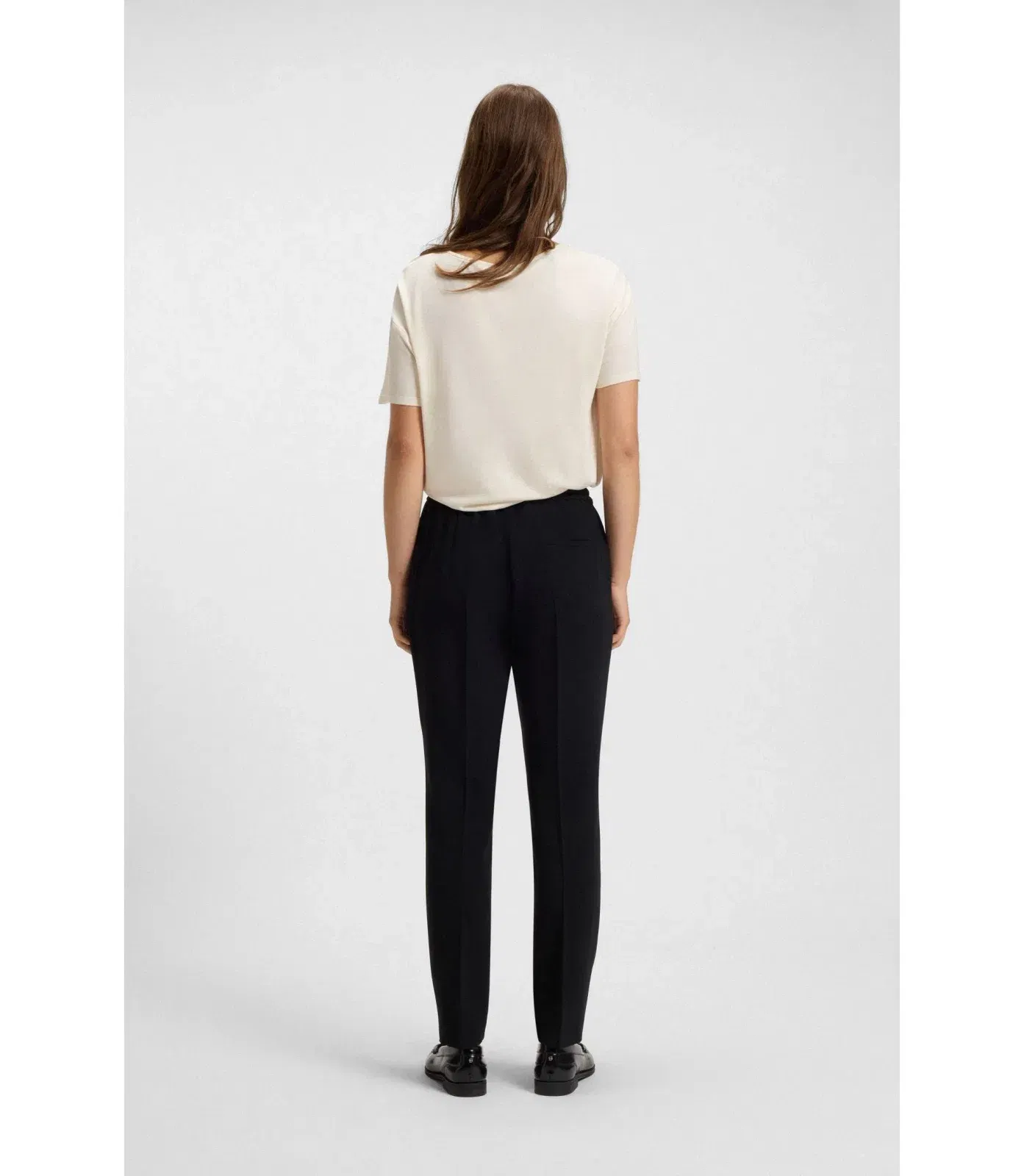 Boss Regular Fit T-Shirt With Stretch Silk Front White Women's