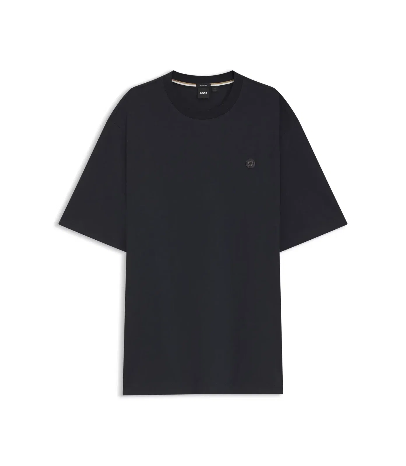 Boss Regular Fit T-Shirt In Mercerized Interlock Cotton Dark Blue