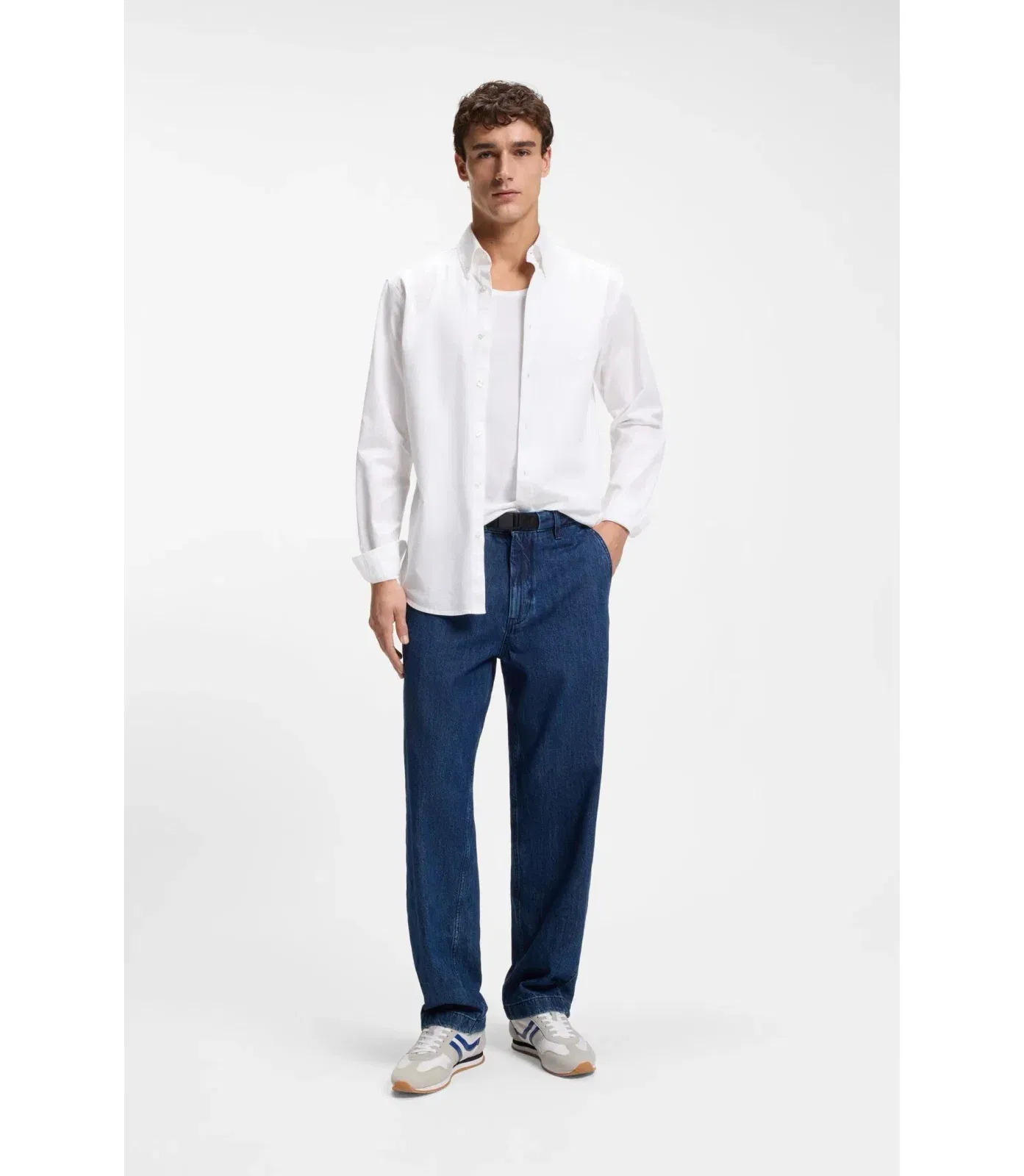 Boss Regular Fit Shirt In Stretch Cotton Dobby White