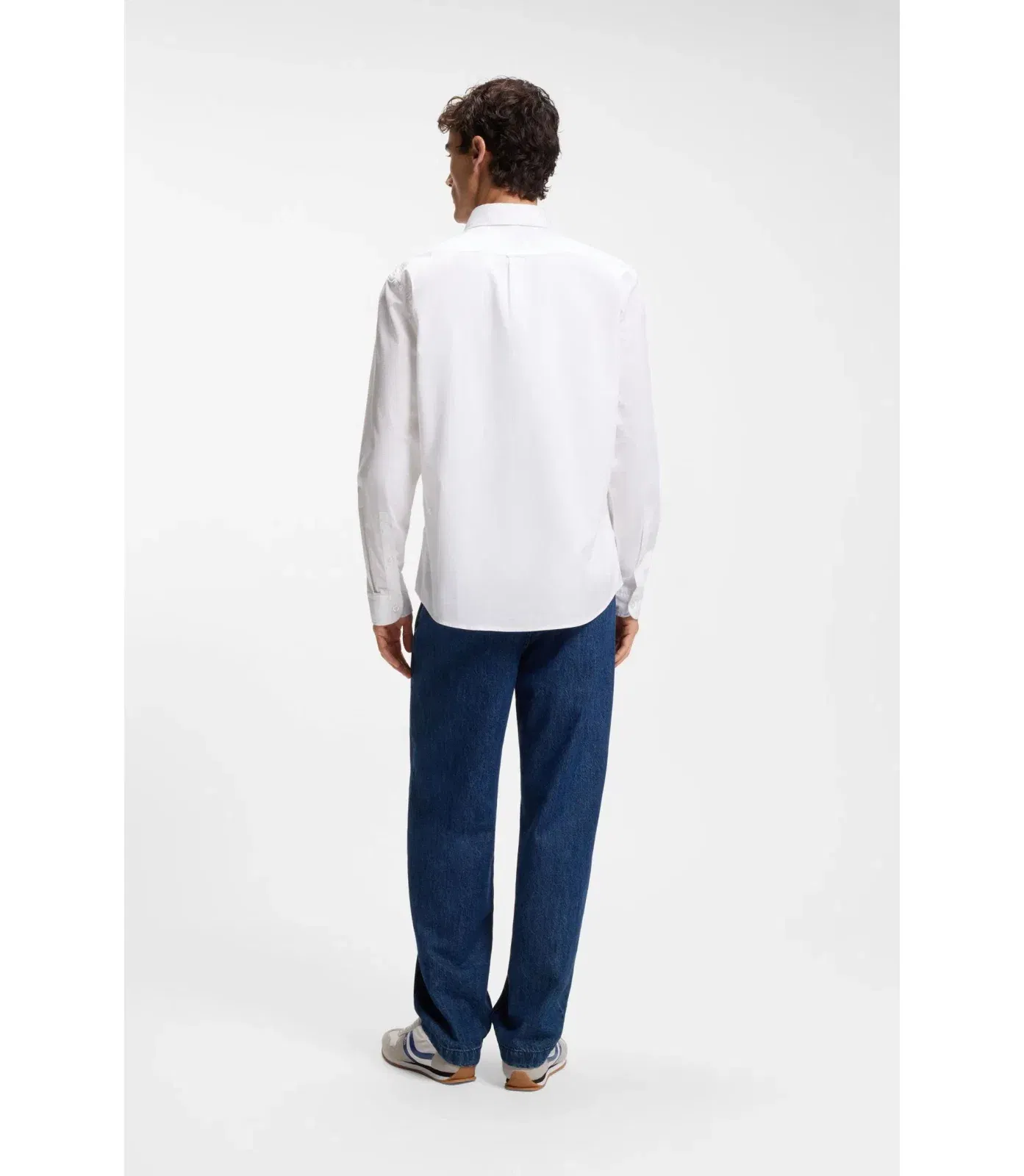 Boss Regular Fit Shirt In Stretch Cotton Dobby White