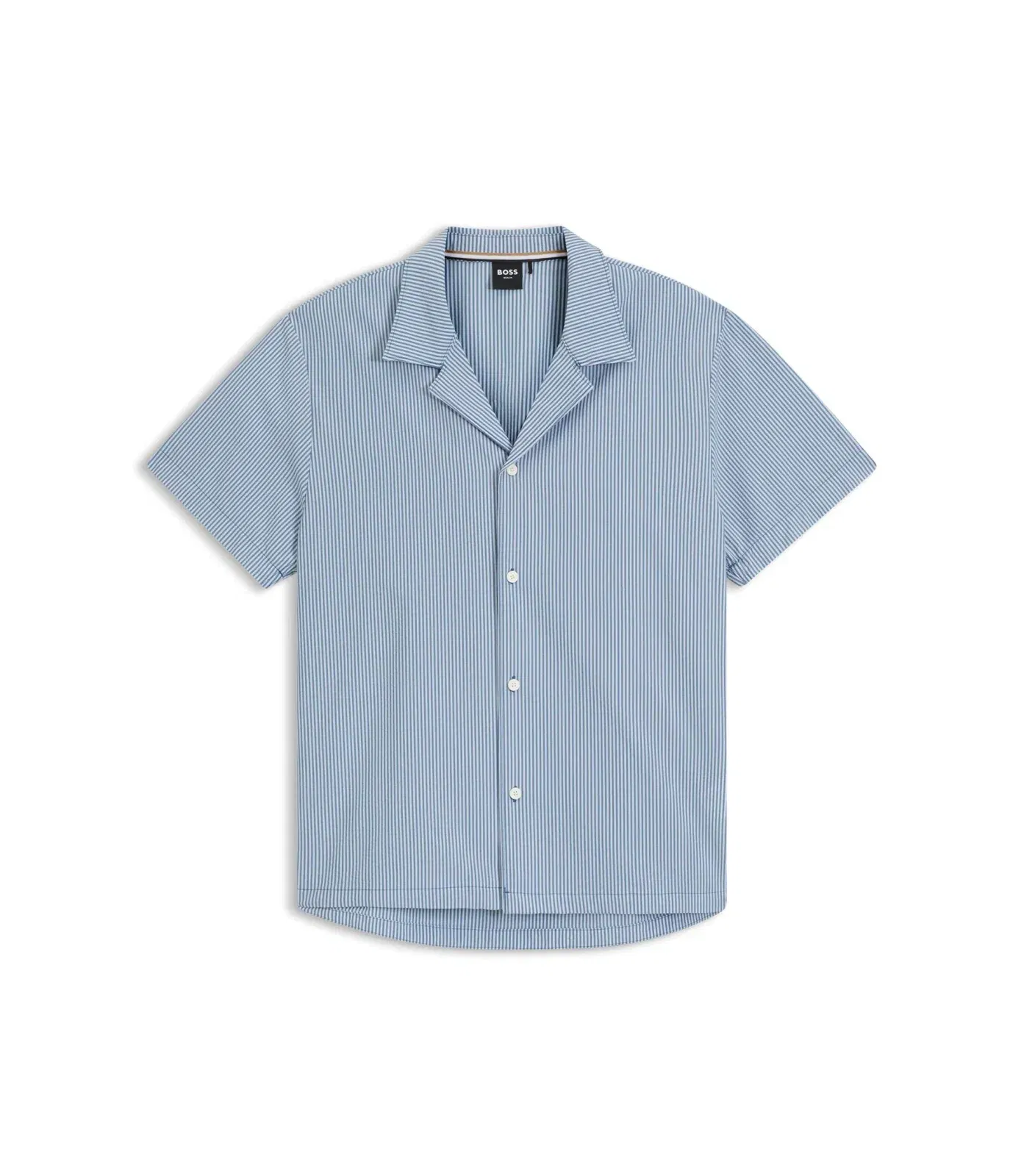 Boss Regular Fit Shirt In Soft Seersucker Light Blue