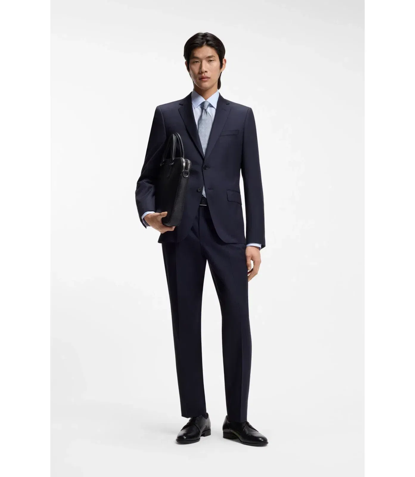 Boss Regular Fit Shirt In Italian Monogrammed Cotton Light Blue