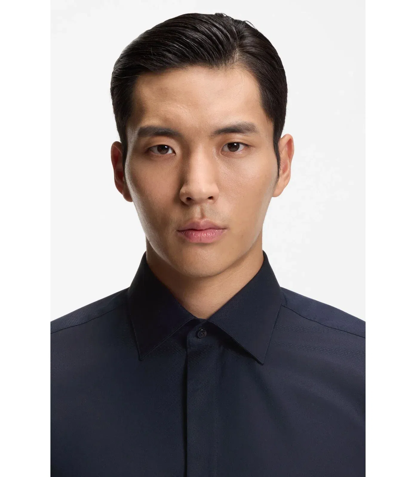 Boss Regular Fit Shirt In Italian Monogrammed Cotton Dark Blue