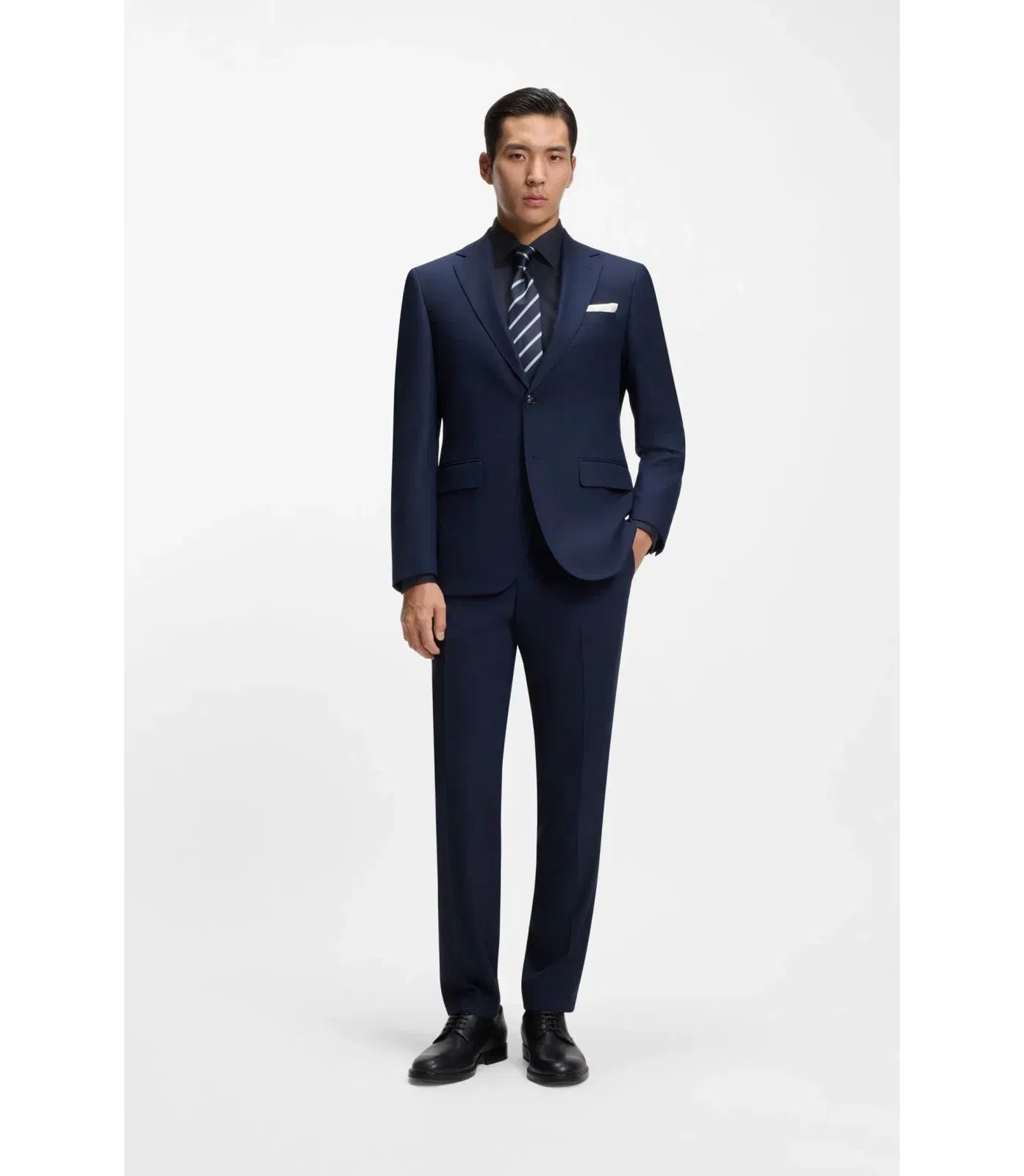Boss Regular Fit Shirt In Italian Monogrammed Cotton Dark Blue