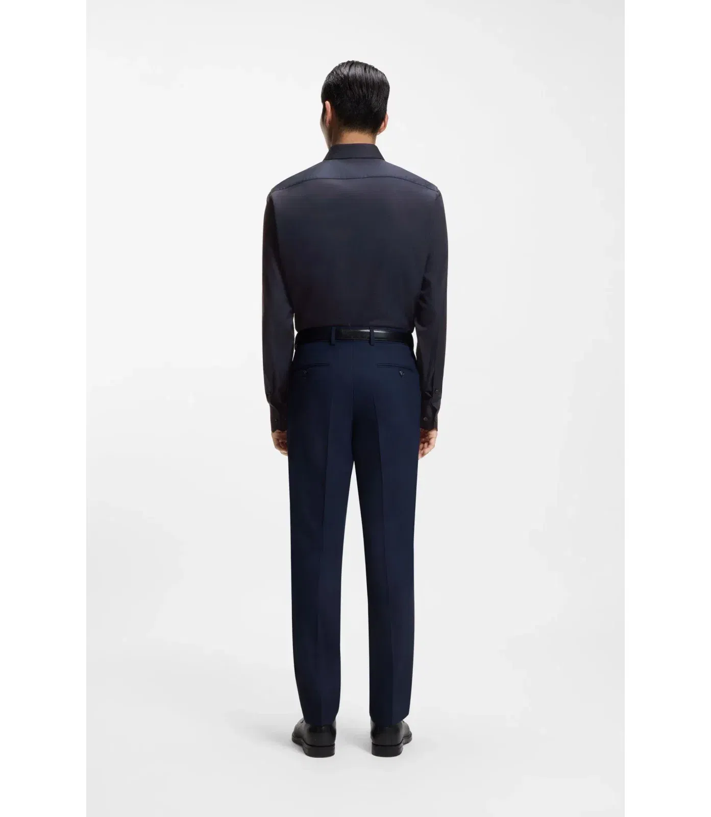 Boss Regular Fit Shirt In Italian Monogrammed Cotton Dark Blue