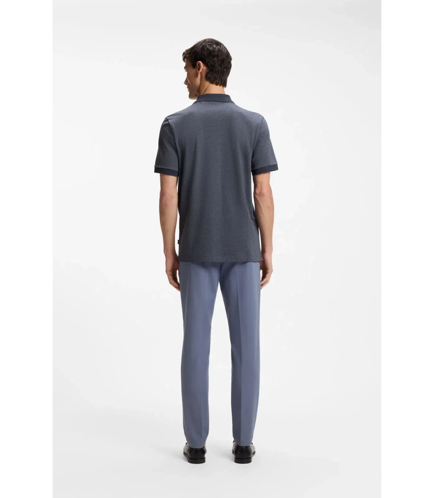 Boss Regular Fit Shirt In Bubble Structure Cotton Dark Blue