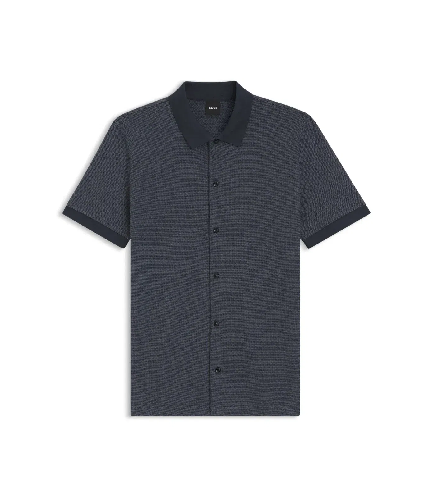 Boss Regular Fit Shirt In Bubble Structure Cotton Dark Blue
